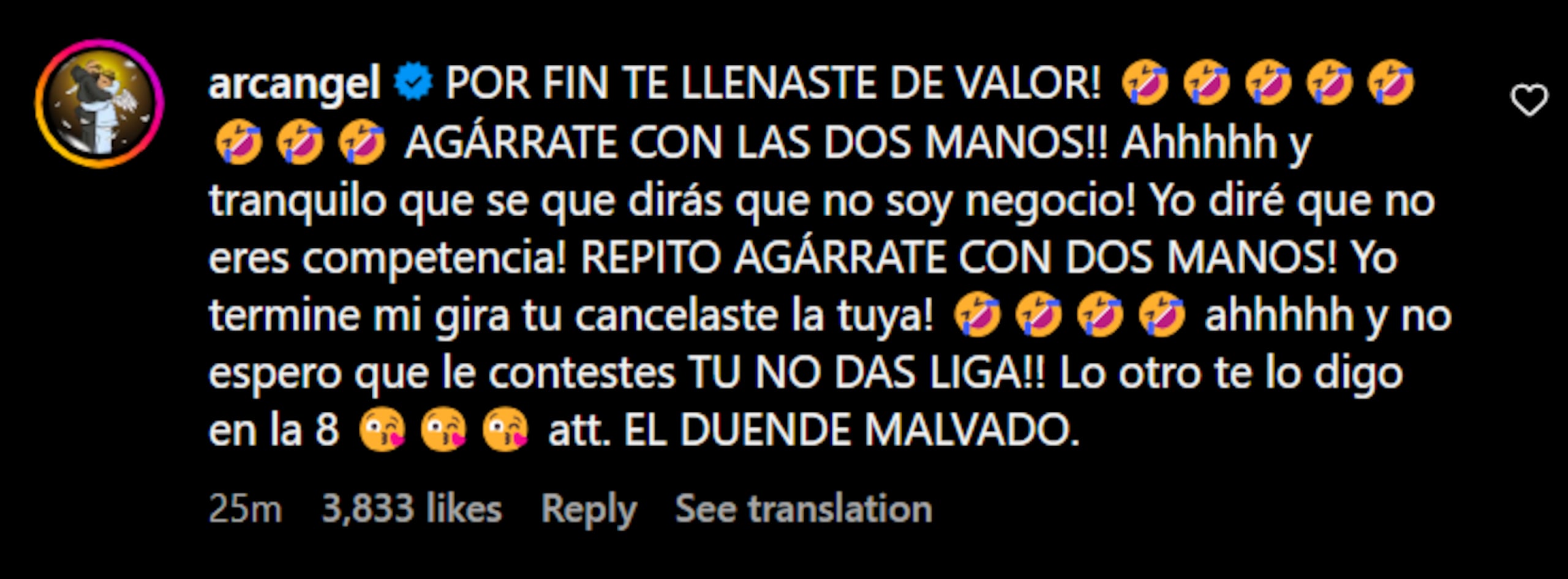 Arcángel le ripostó a Anuel en su propia publicación en Instagram.