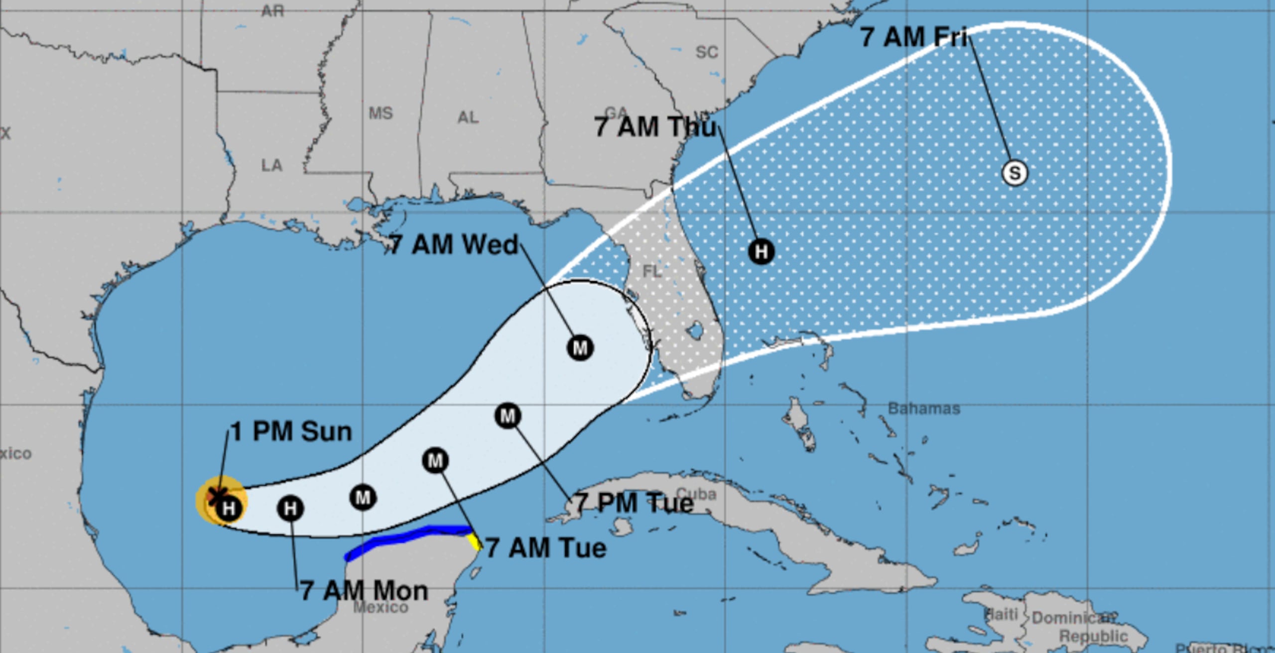 Ruta del huracán Milton.