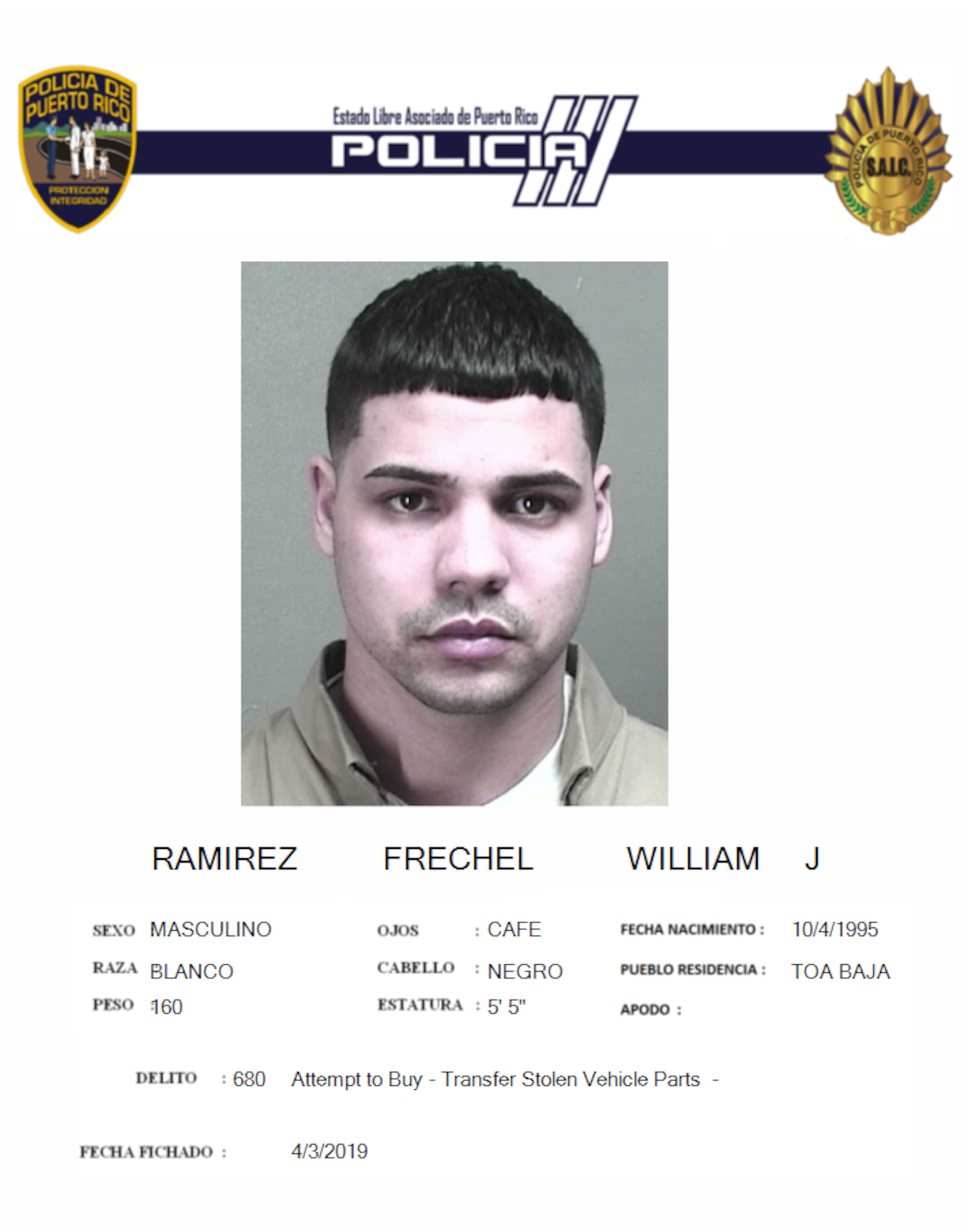William J. Ramírez Frechel, fue ejecutado junto a otro hombre en la carretera PR-28 en la zona portuaria de Santurce.