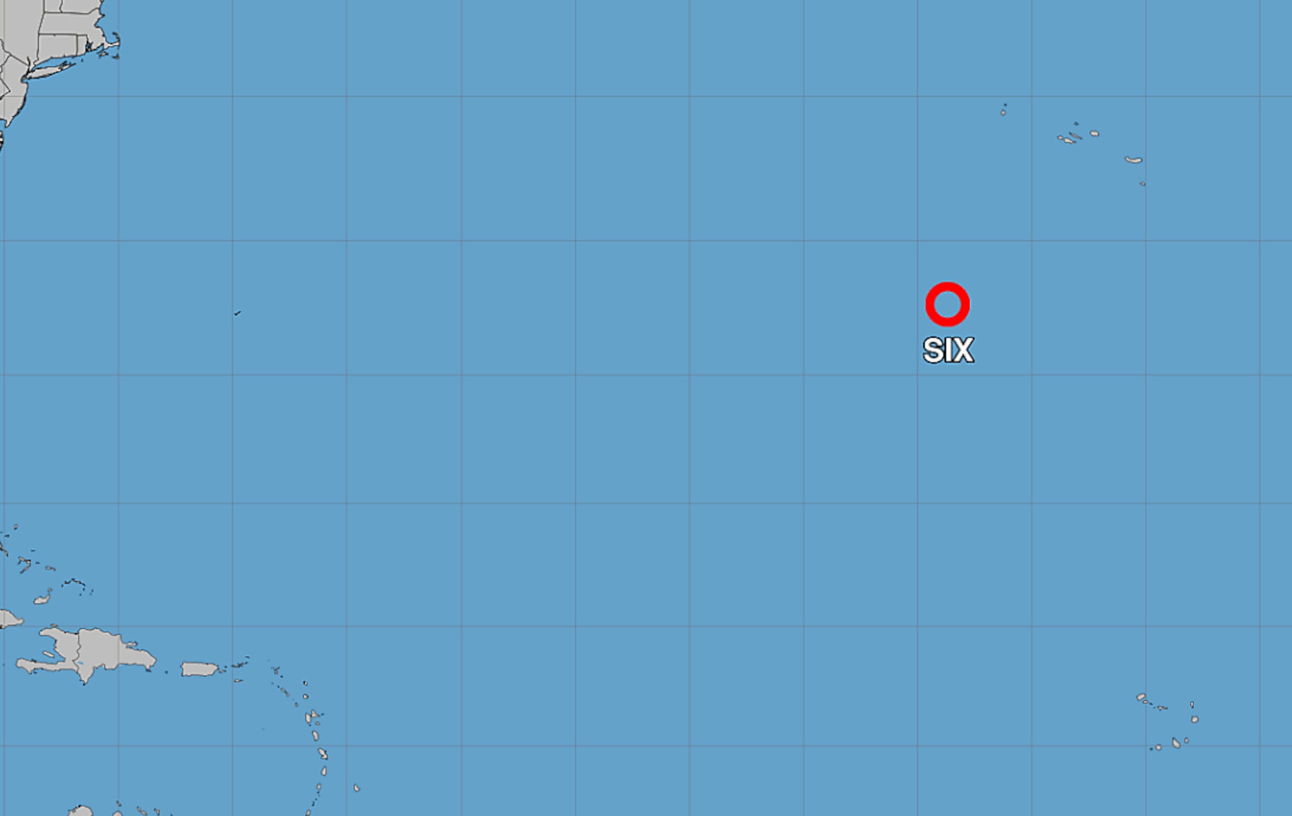 La depresión tropical número seis está muy alejada de Puerto Rico.