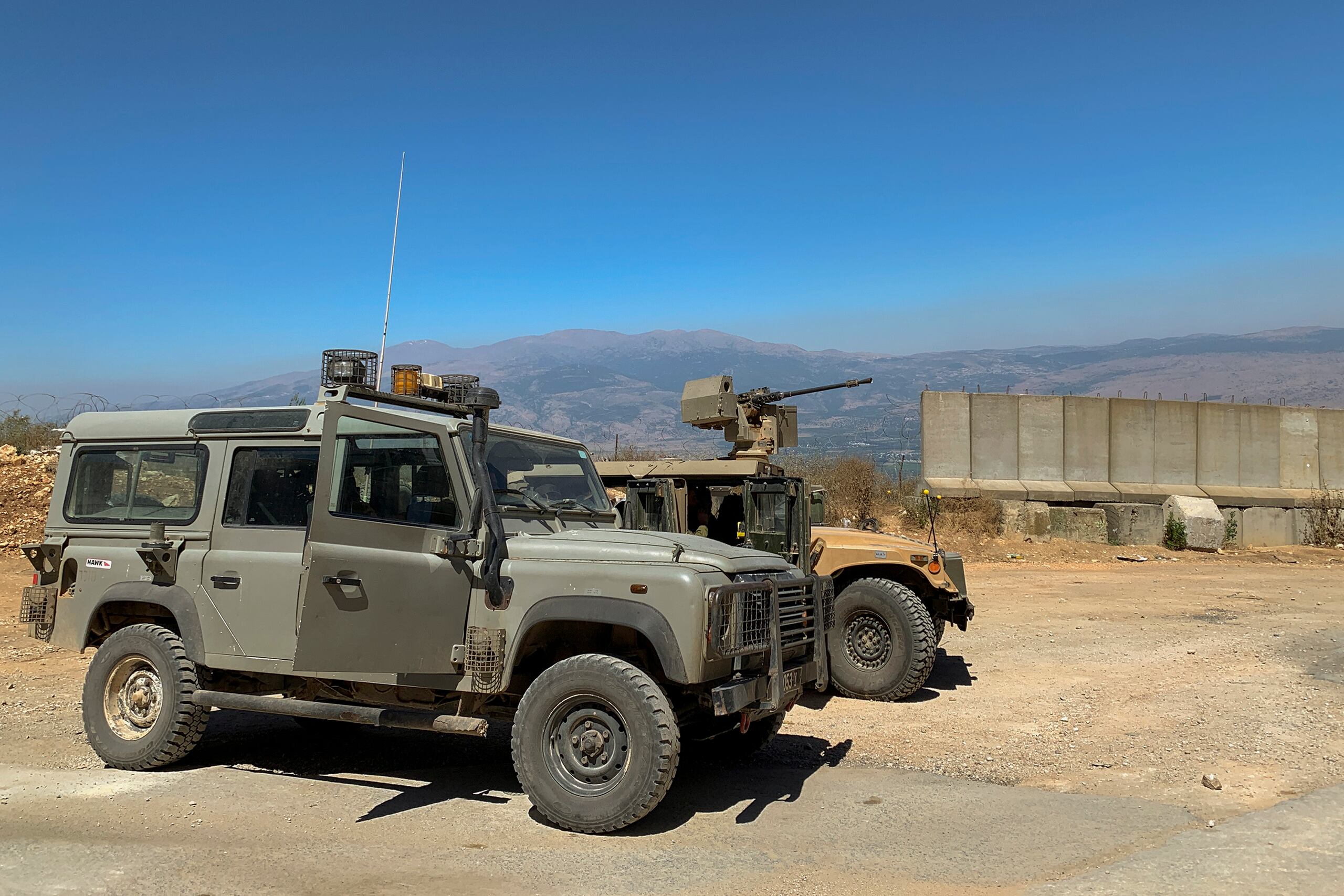 Unidades del Ejército israelí en la frontera con el líbano.