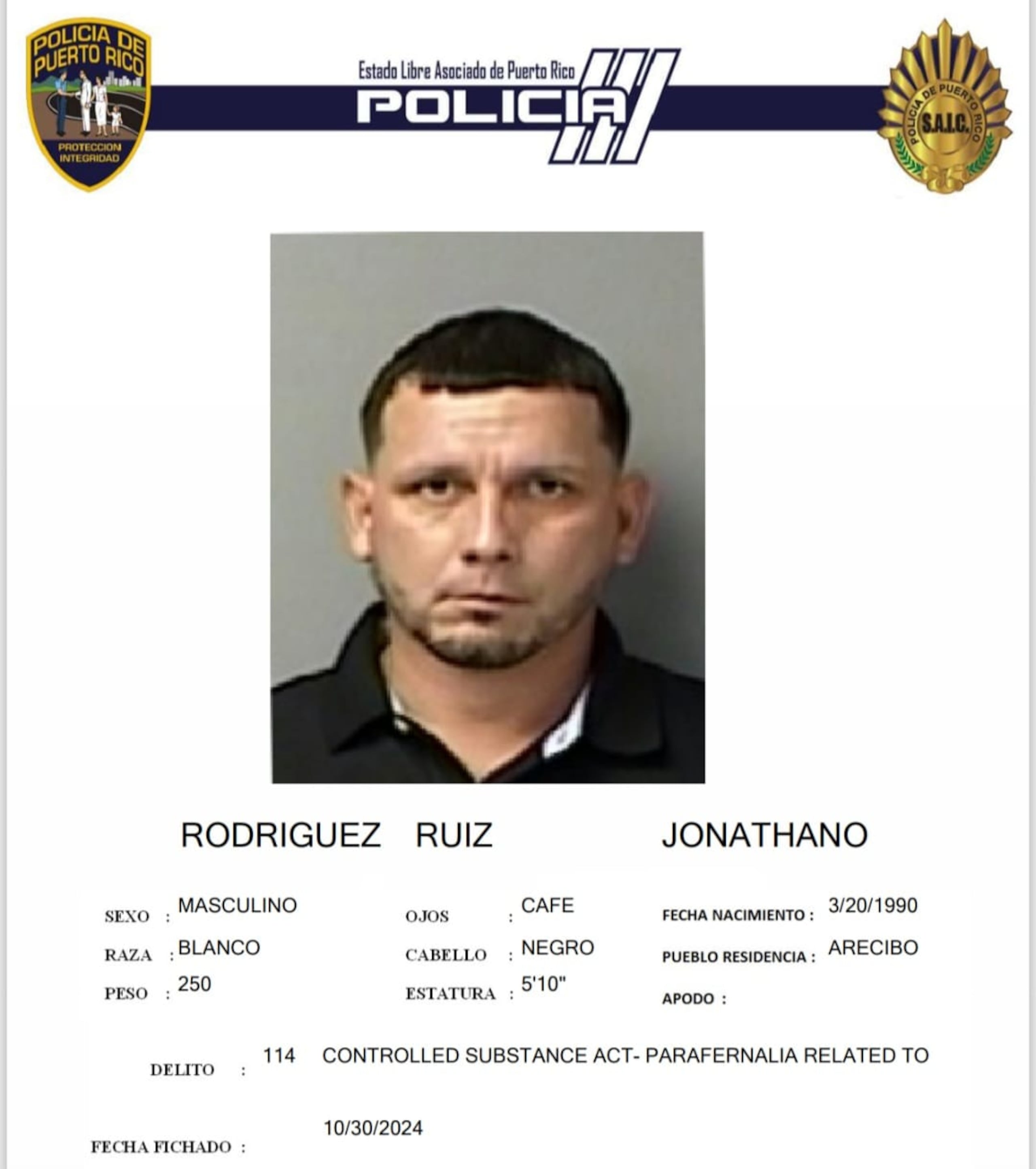 Jonathan O. Rodríguez Ruiz, fue acusado en alzada por violación a las leyes de Sustancias Controladas y Armas de Fuego.