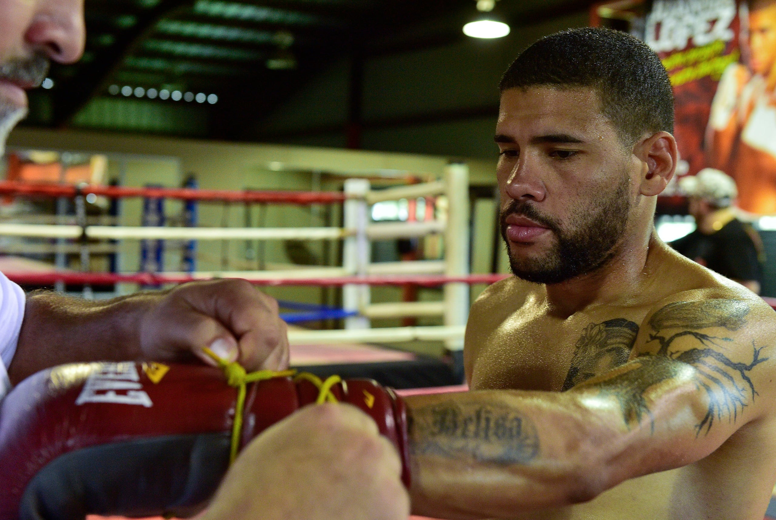 Juanma López en el gimnasio Cheo Aponte de Caguas cuando era boxeador profesional.