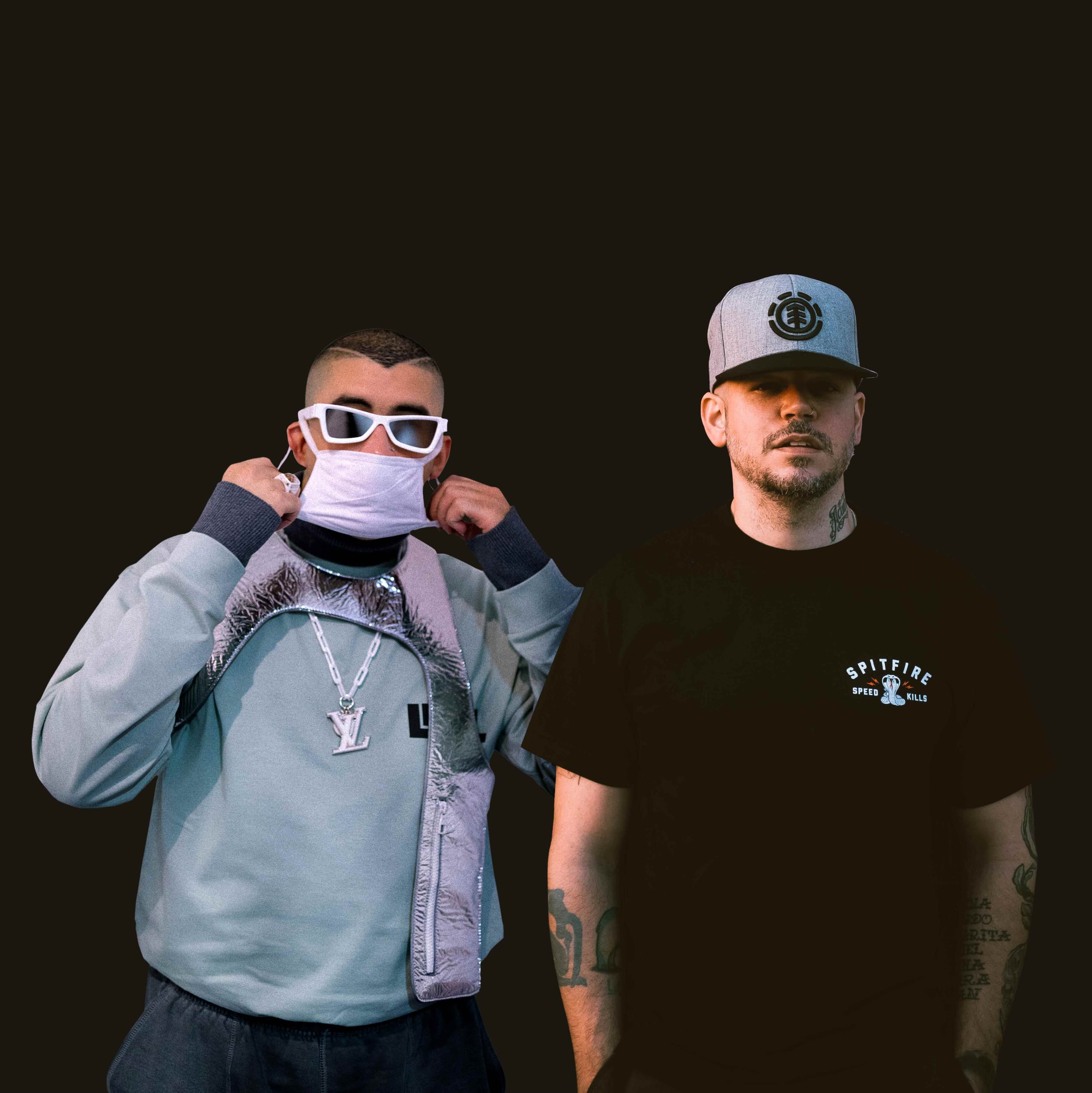 Portada del nuevo tema de Bad Bunny (izq). y René Pérez. (Suministrada)