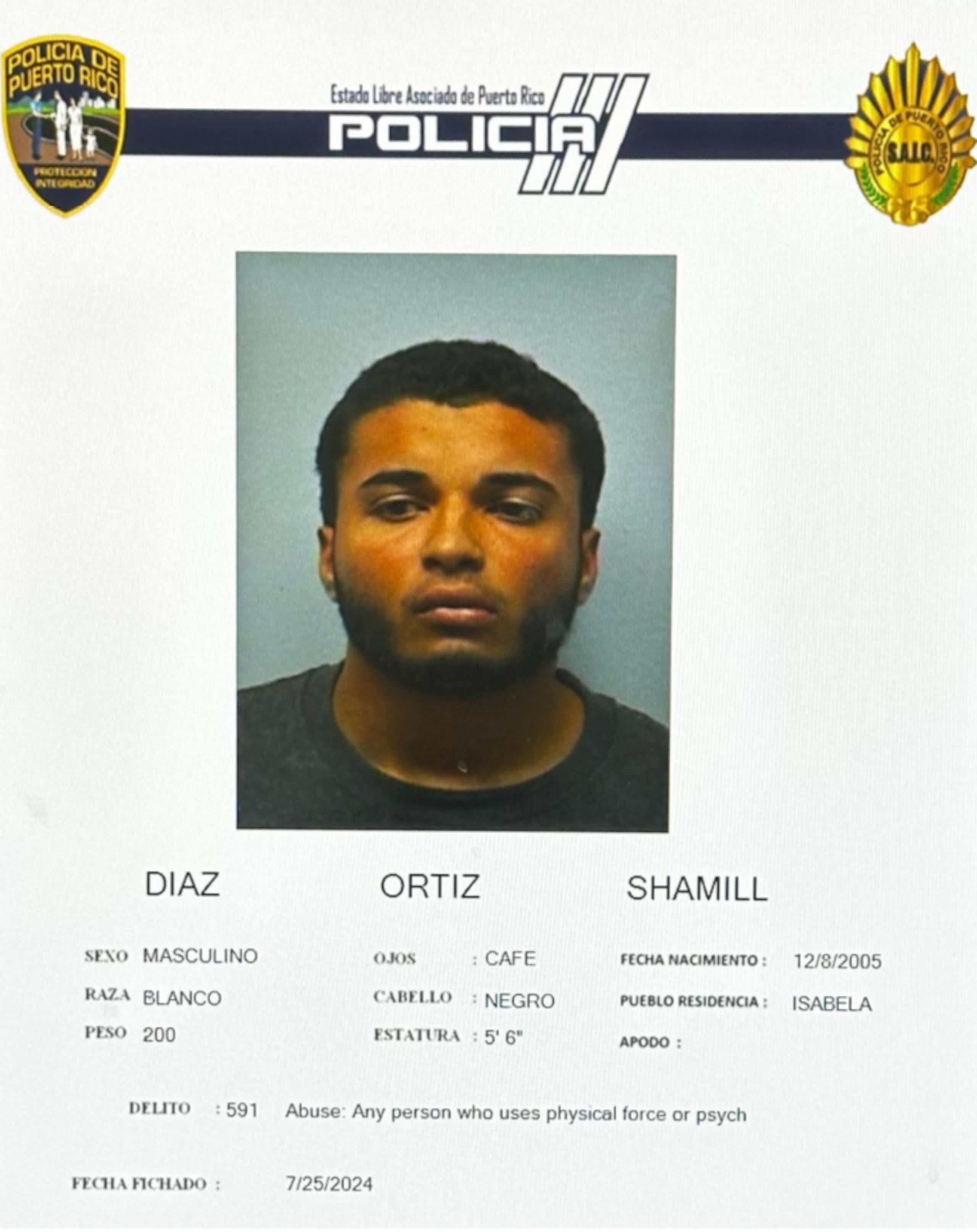 La vista preliminar contra Ortiz Díaz fue pautada para el 9 de agosto.