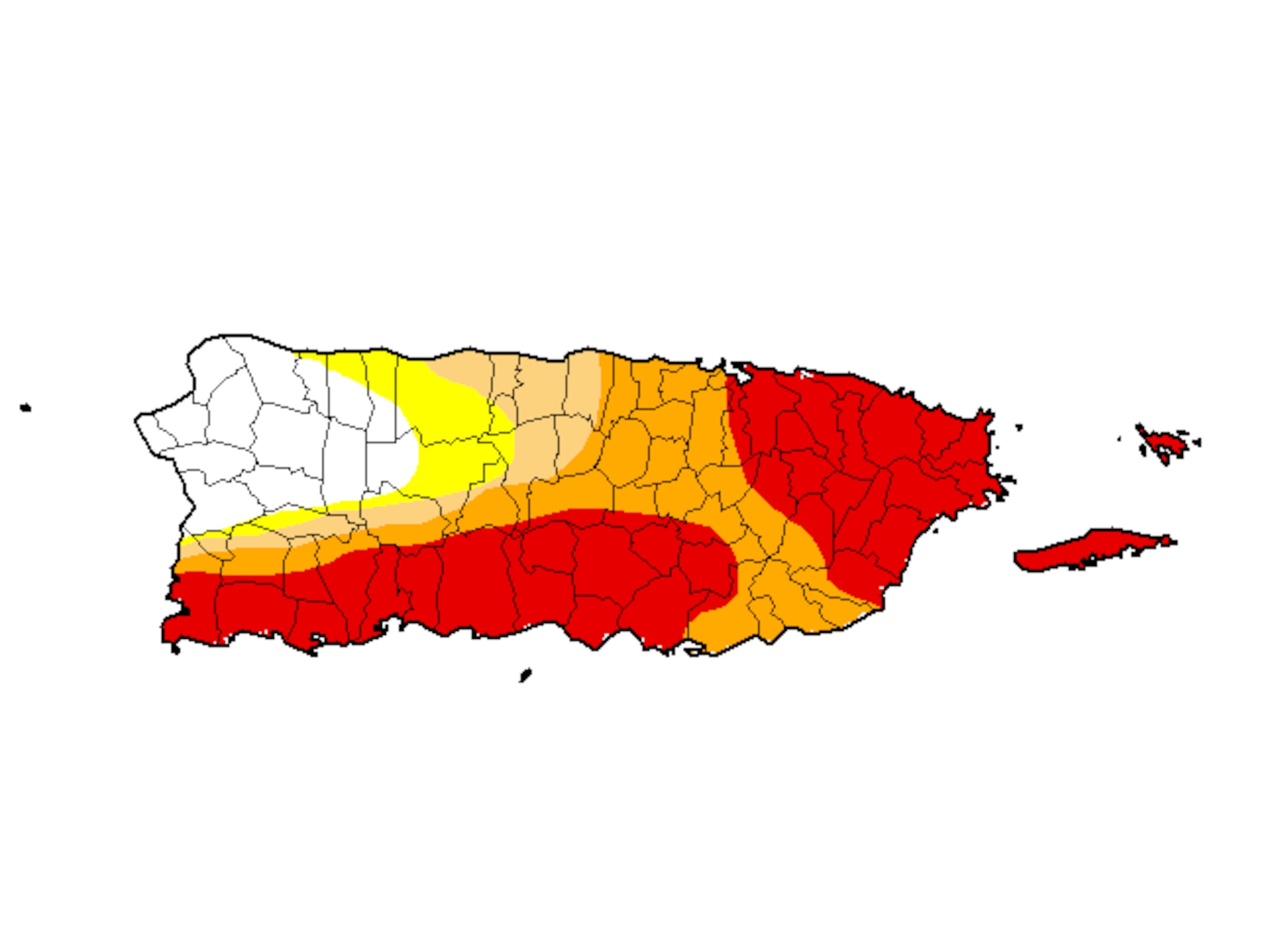 El 44% de Puerto Rico sufre sequía extrema, un aumento considerable respecto a la semana pasada, cuando estas condiciones afectaban al 33% del territorio, según los datos publicados este jueves por el Monitor de Sequía de Estados Unidos.