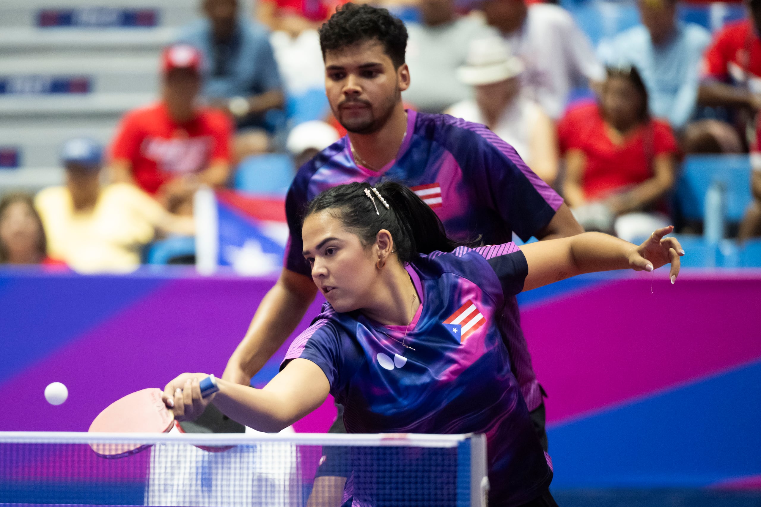 Adriana Díaz y Ángel Naranjo en el partido por la medalla de oro de dobles mixto en los Juegos Centroamericanos y del Caribe.