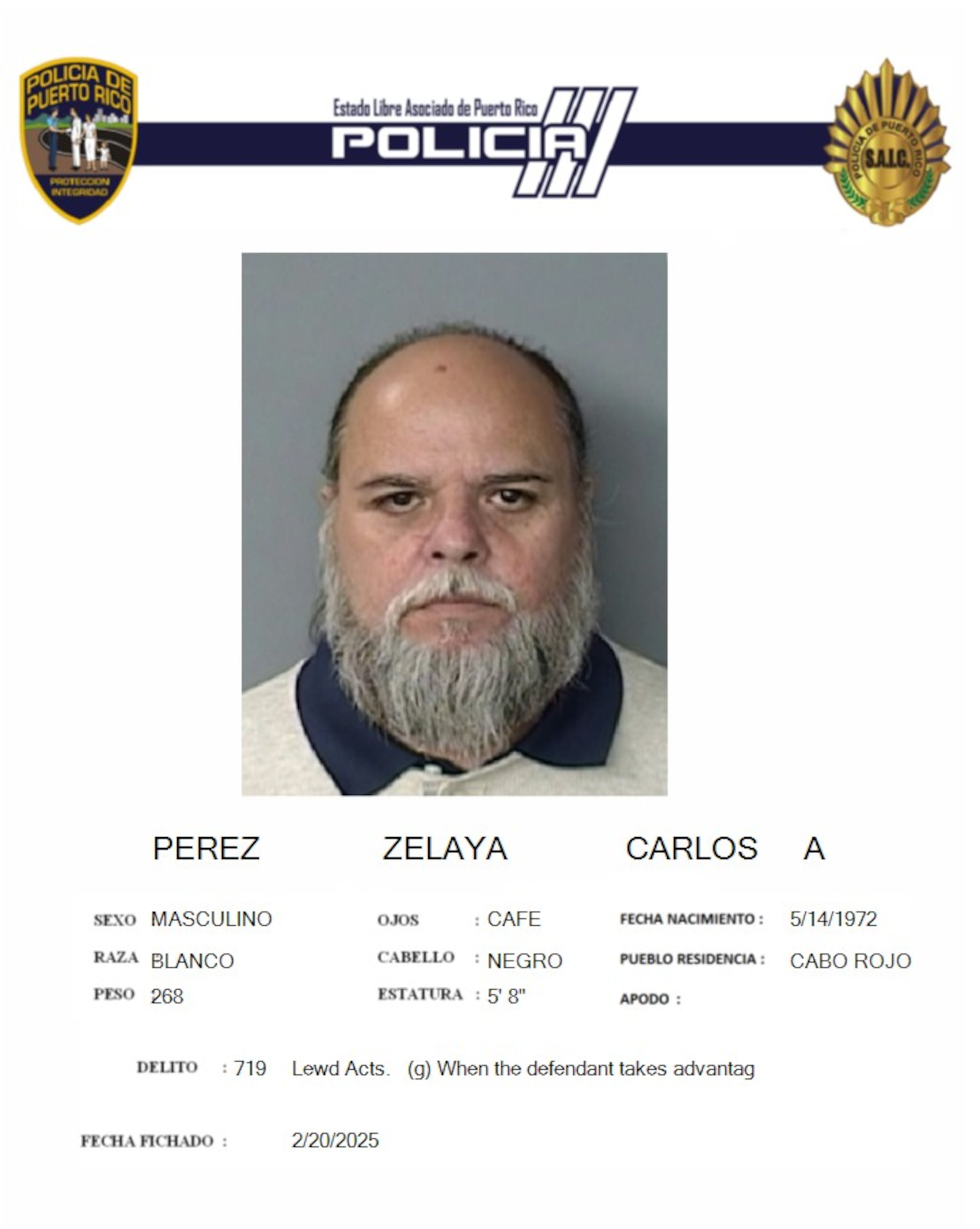 Carlos A. Pérez Zelaya, fue acusado por los delitos de agresión sexual y actos lascivos.