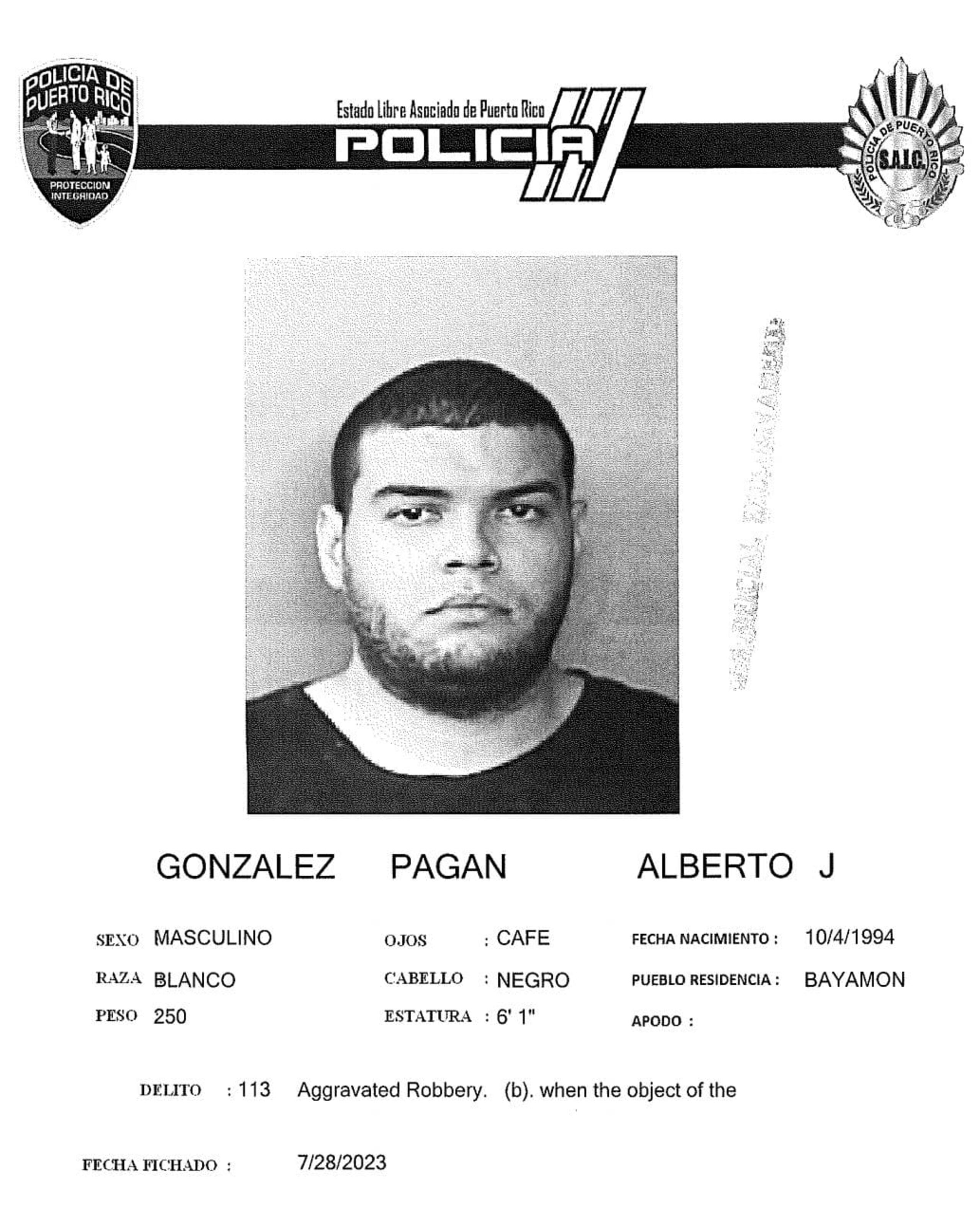Alberto J. González Pagán enfrenta cargos por "carjacking" y maltrato a un envejeciente.
