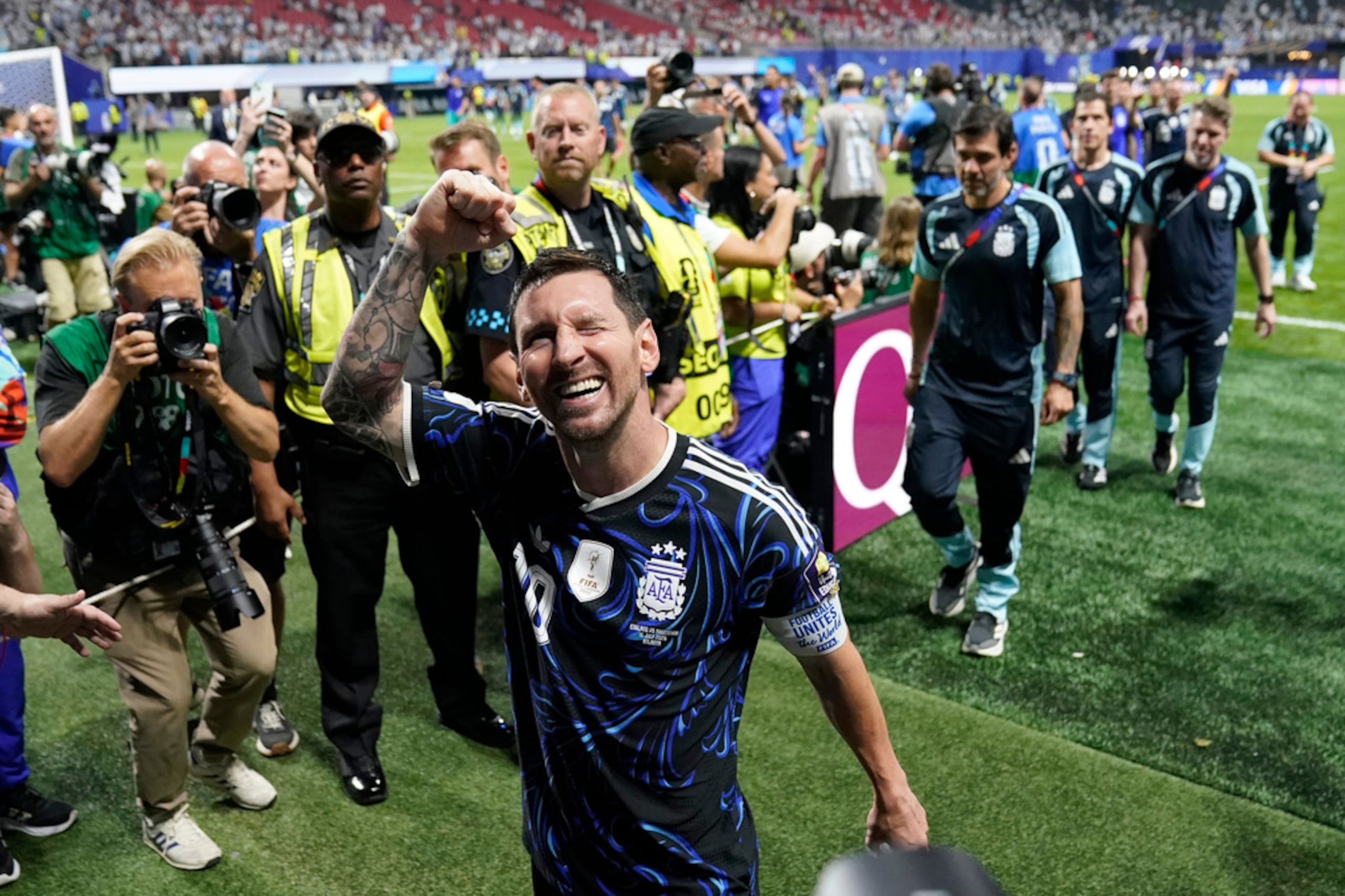 Lionel Messi tras la victoria de Argentina sobre Inglaterra en las semifinales del Mundial.