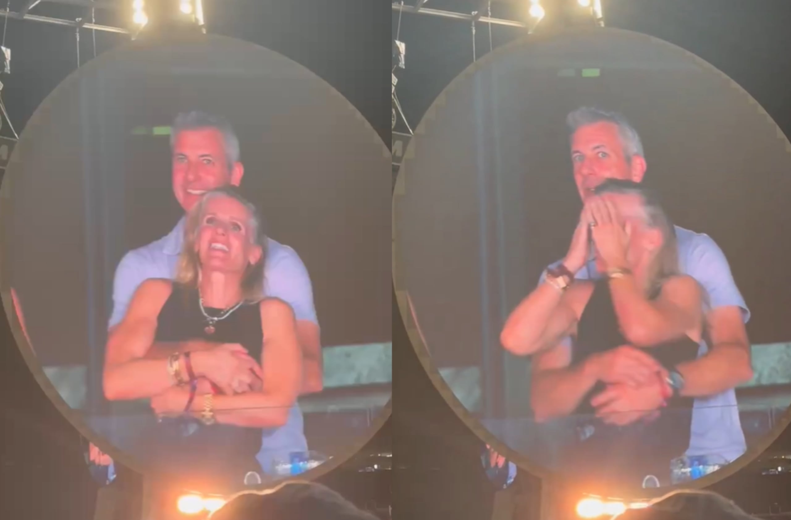 Andy Byron y Kristin Cabot en el momento que fueron captados por la "kiss cam" del concierto de Coldplay en Boston.