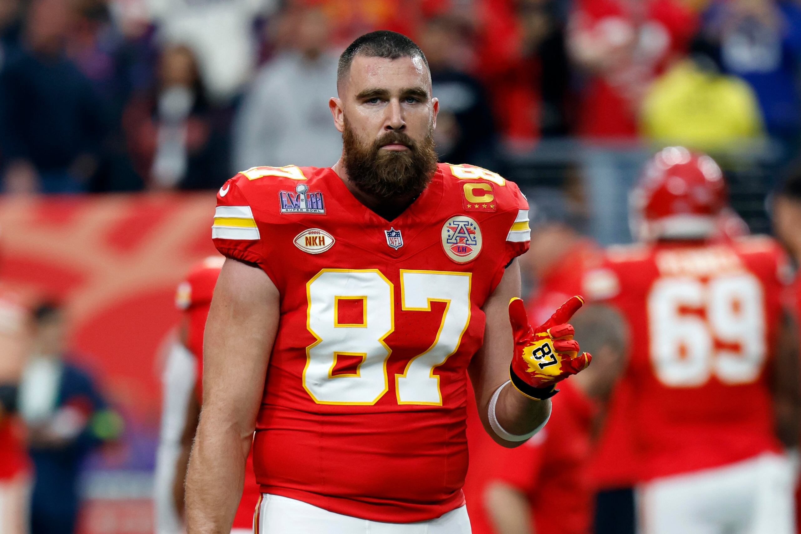 El jugador de fútbol americano Travis Kelce. (EFE/EPA/JOHN MABANGLO)