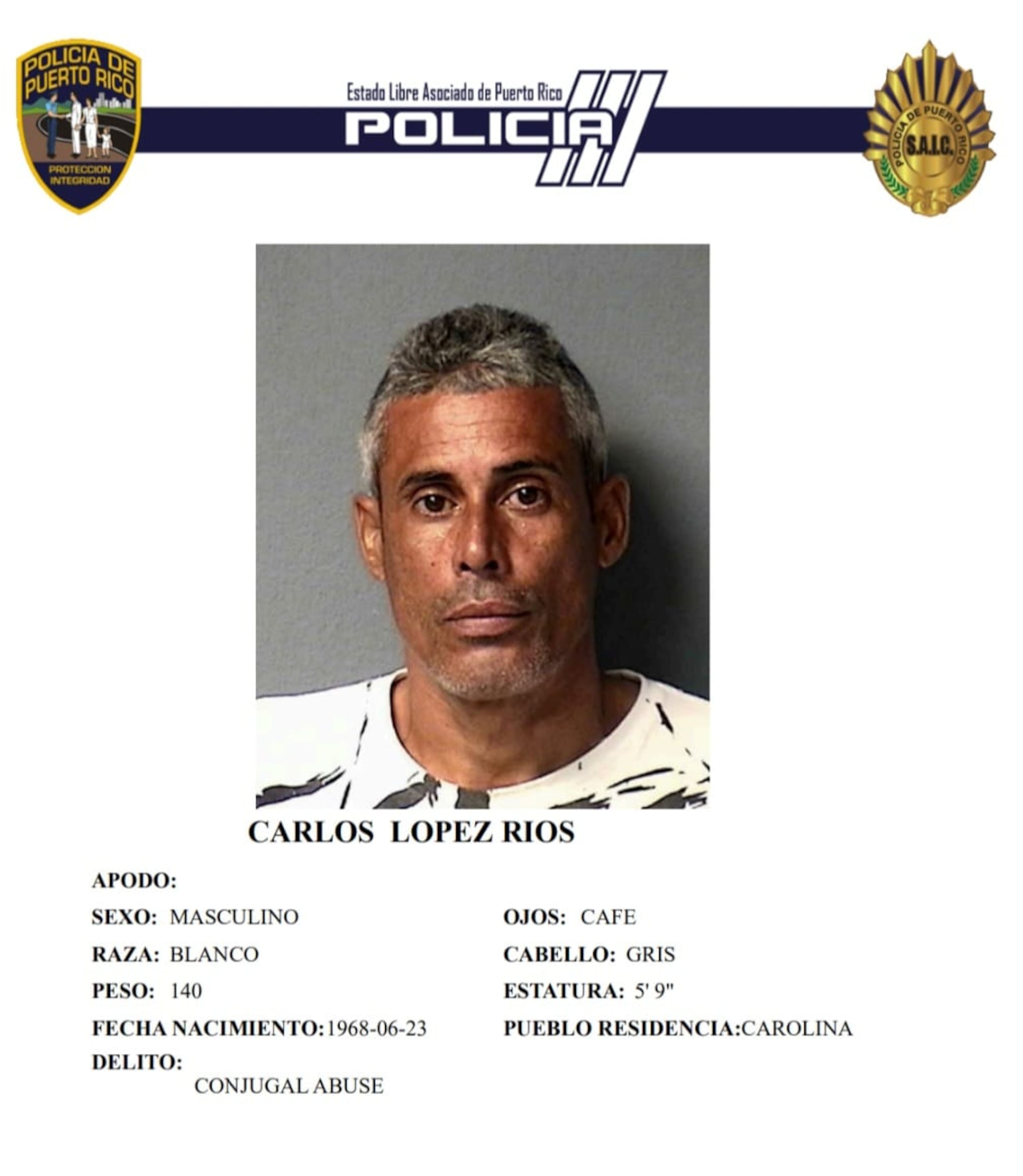 Carlos López Ríos, fue asesinado a balazos frente a una residencia en el barrio Martín González, en Carolina.