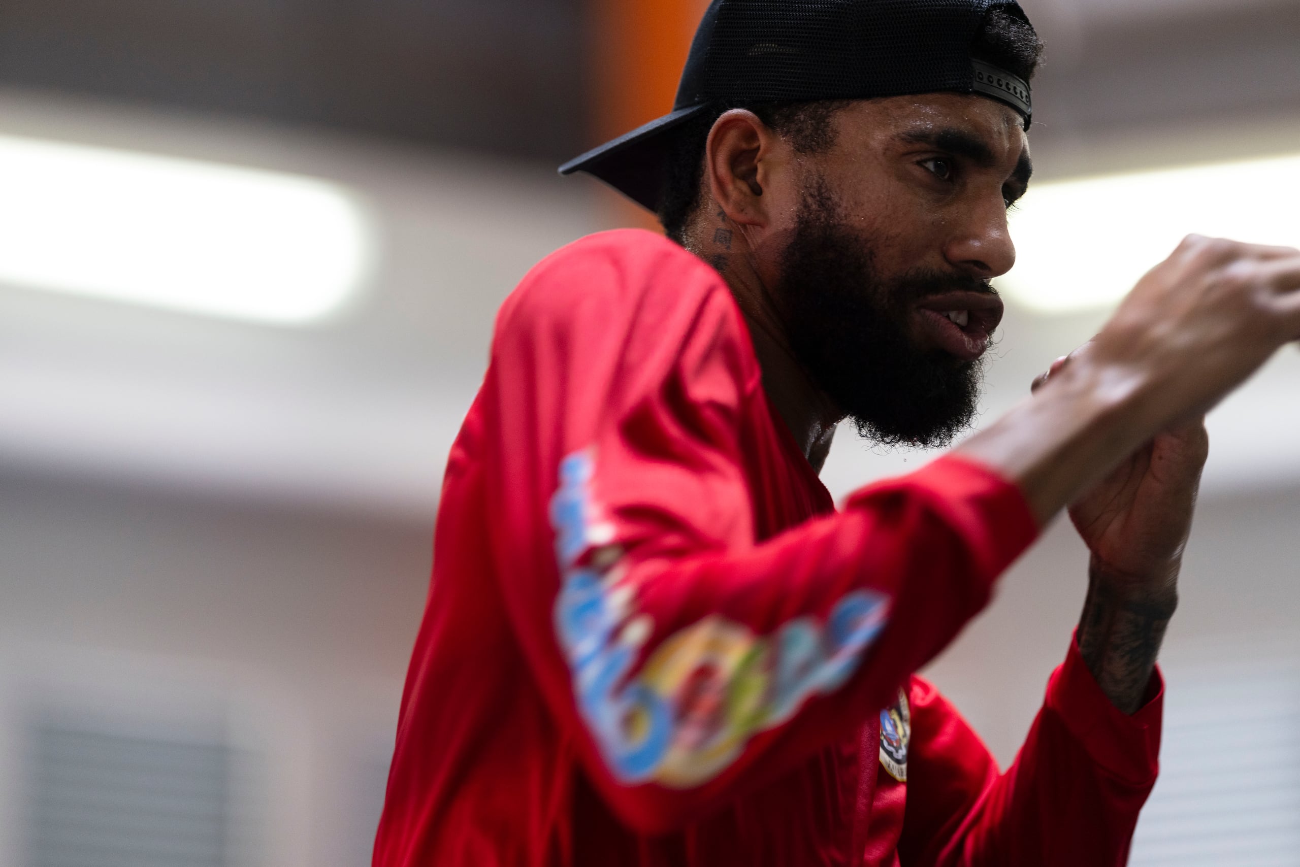 Alfredo "Ojo" Santiago durante un entrenamiento abierto a la prensa en el Coliseo Boxístico Pedro Rodríguez Gaya, de Cataño.