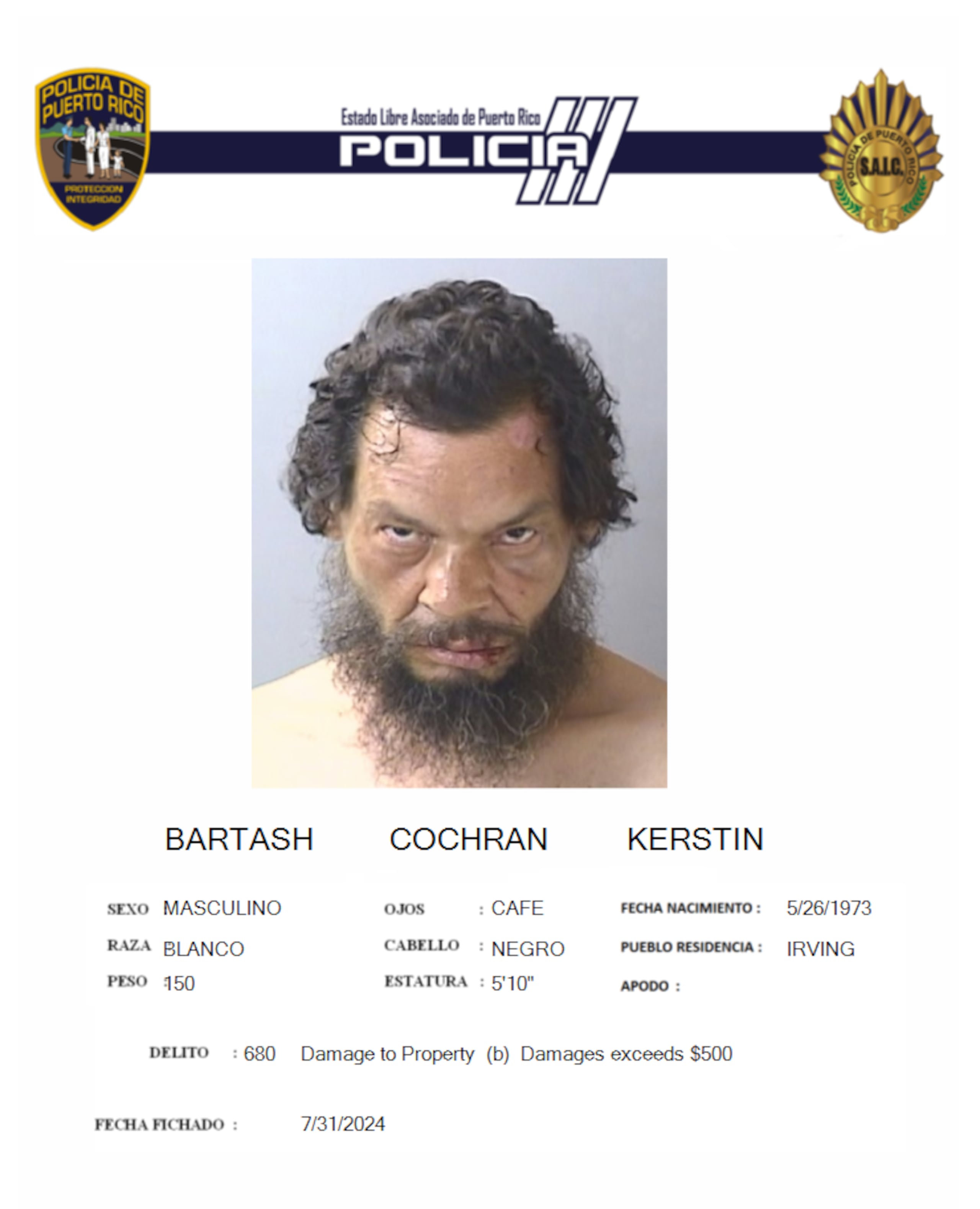 Kerstin Bartash Cochran fue capturado en Isabela.