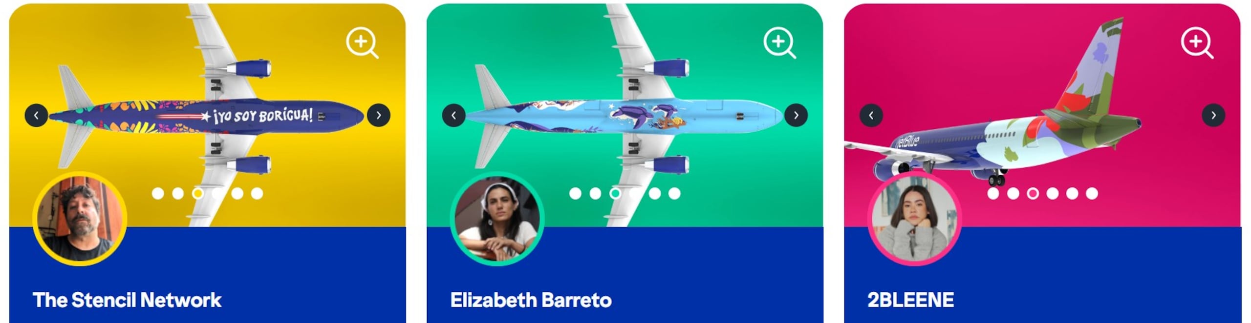 Artistas que participan en el certamen de diseño de JetBlue.