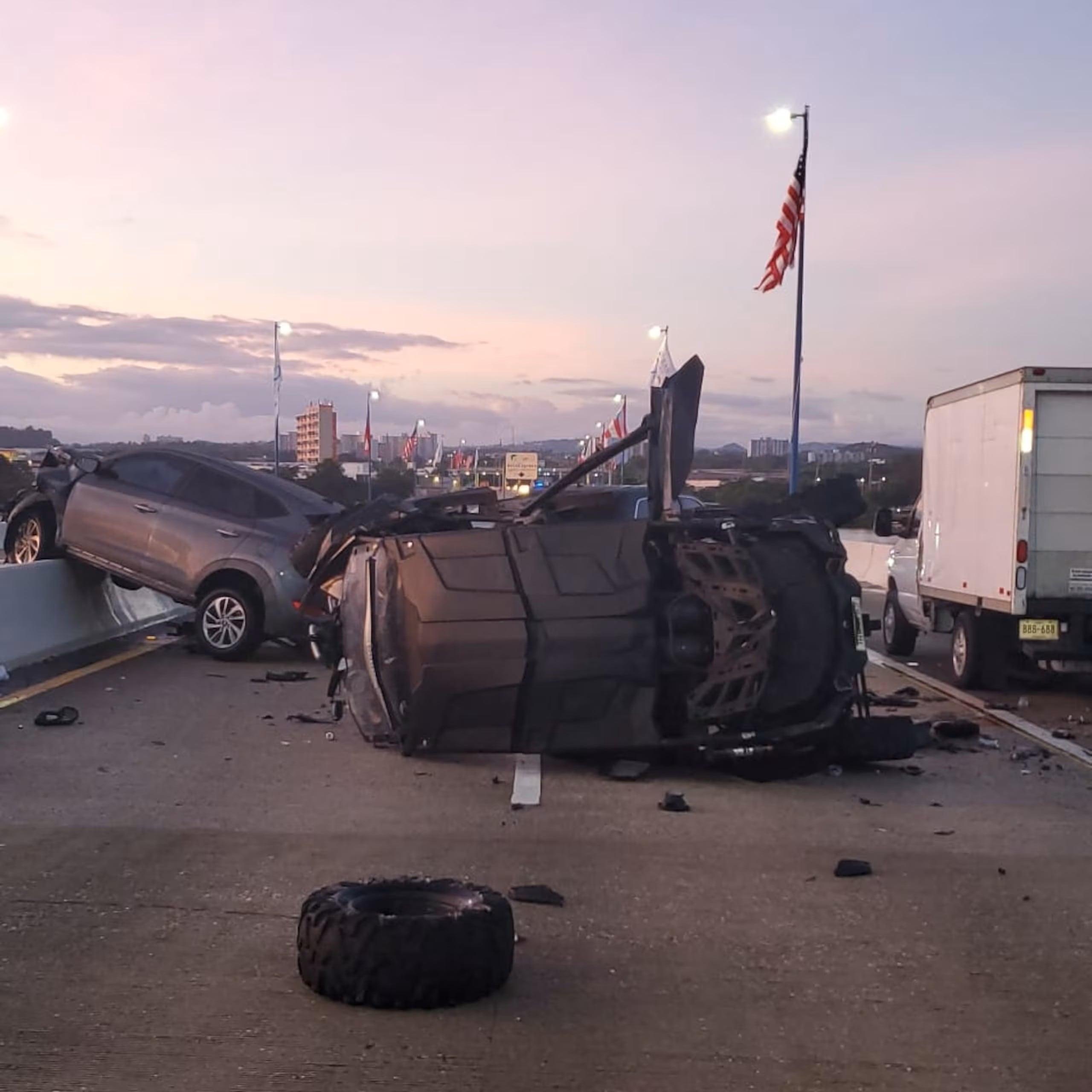 Imagen del accidente en el que perdió la vida Justin Santos.