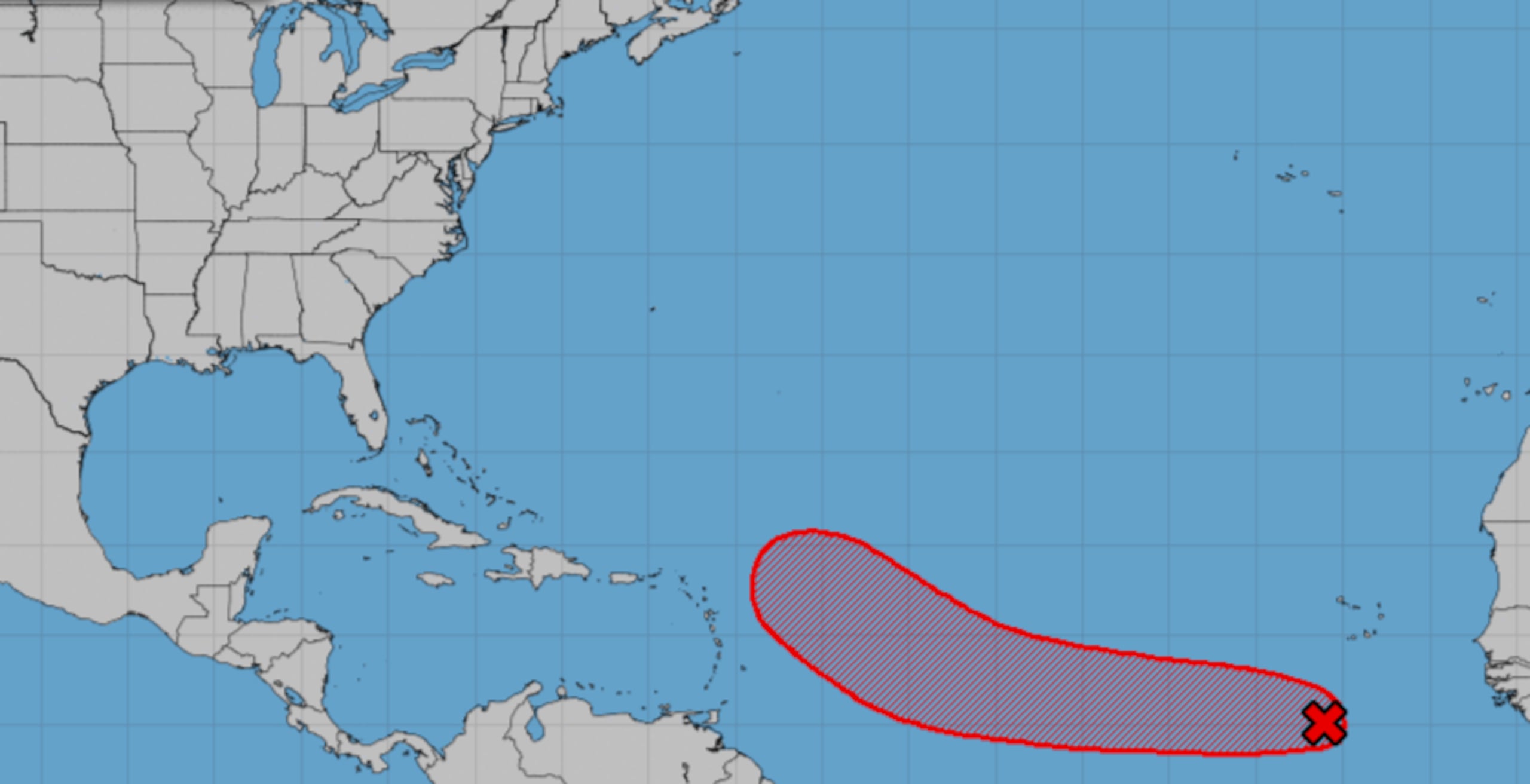 El Centro Nacional de Huracanes le otorgó un 40% de posibilidad de desarrollo en las próximas 48 horas y de 80% en los próximos siete días.