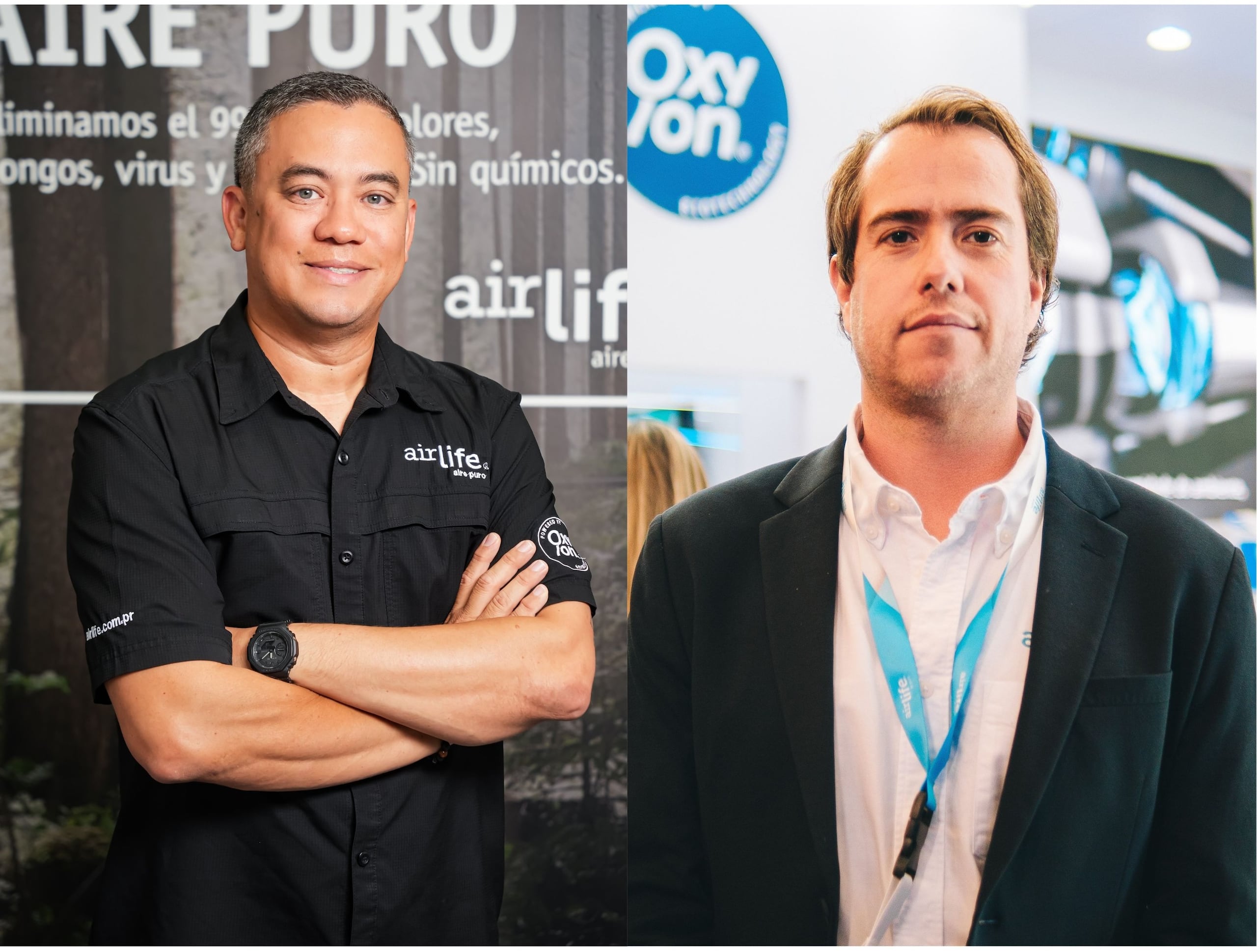A la izquierda, Juan Arce Santana, gerente general de AirLife; y Carlos Lima Cavada, director regional corporativo de AirLife.