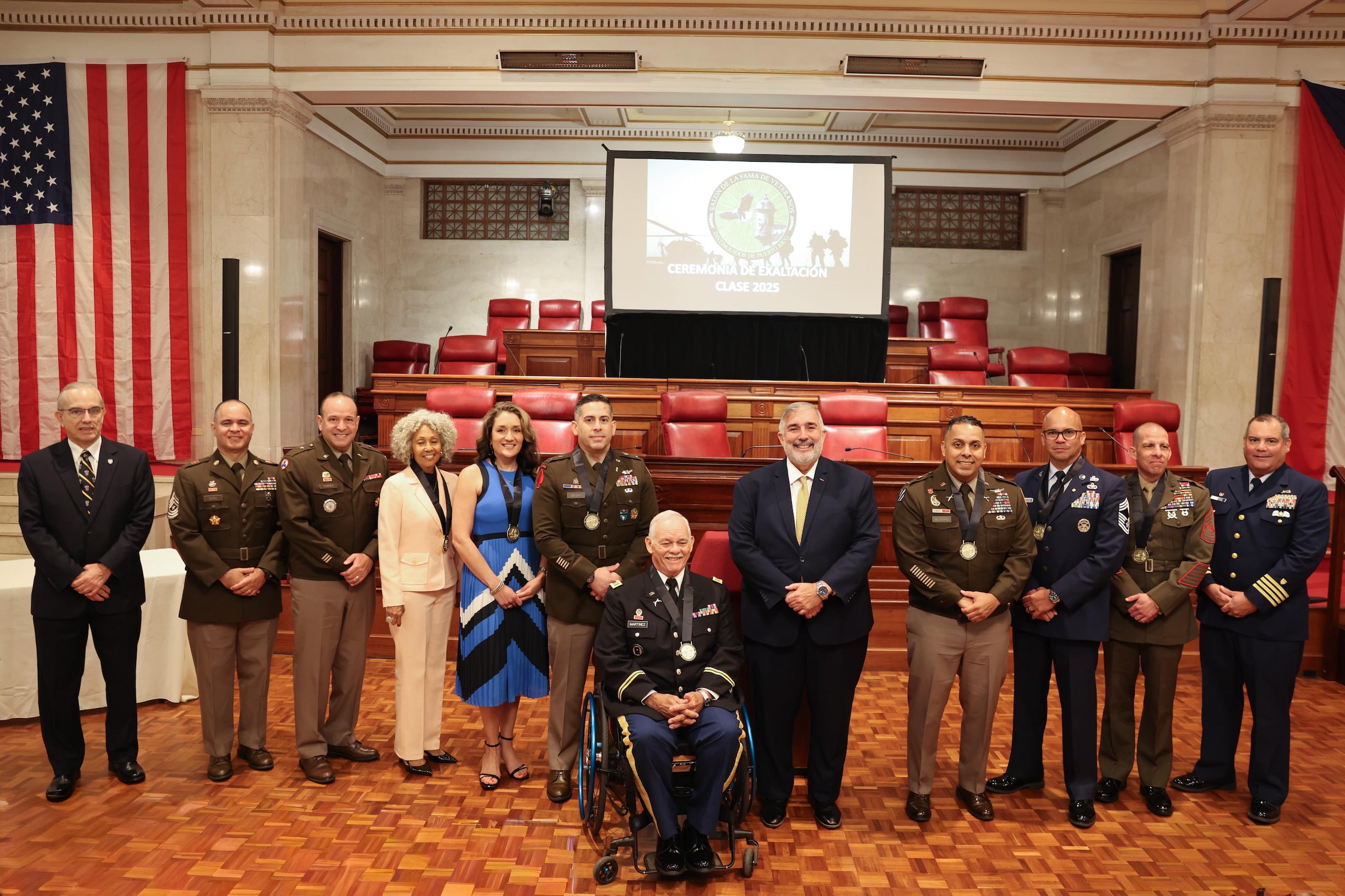 La exaltación de la Clase 2025 del Salón de la Fama de Veteranos Puertorriqueños ocurrió en la Sala Leopoldo Figueroa del Senado de Puerto Rico.