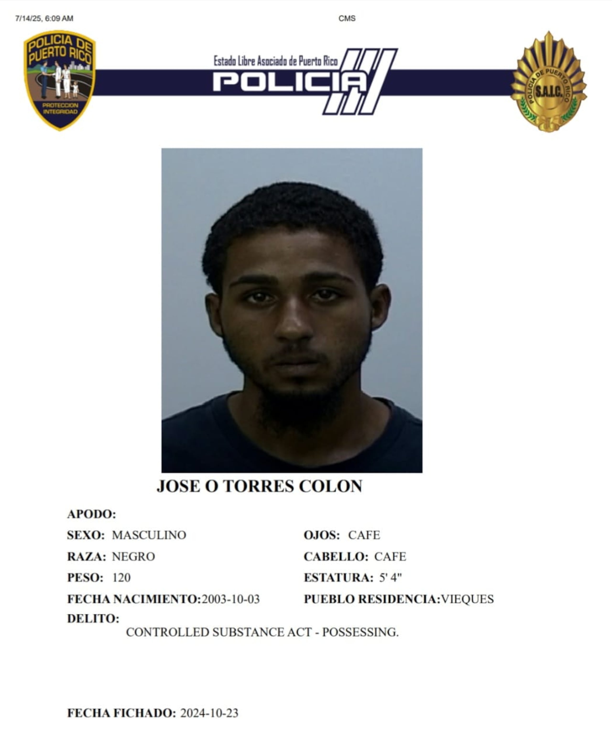 José O. Torres Colón fue asesinado el 13 de julio de 2025 en una playa en Vieques.
