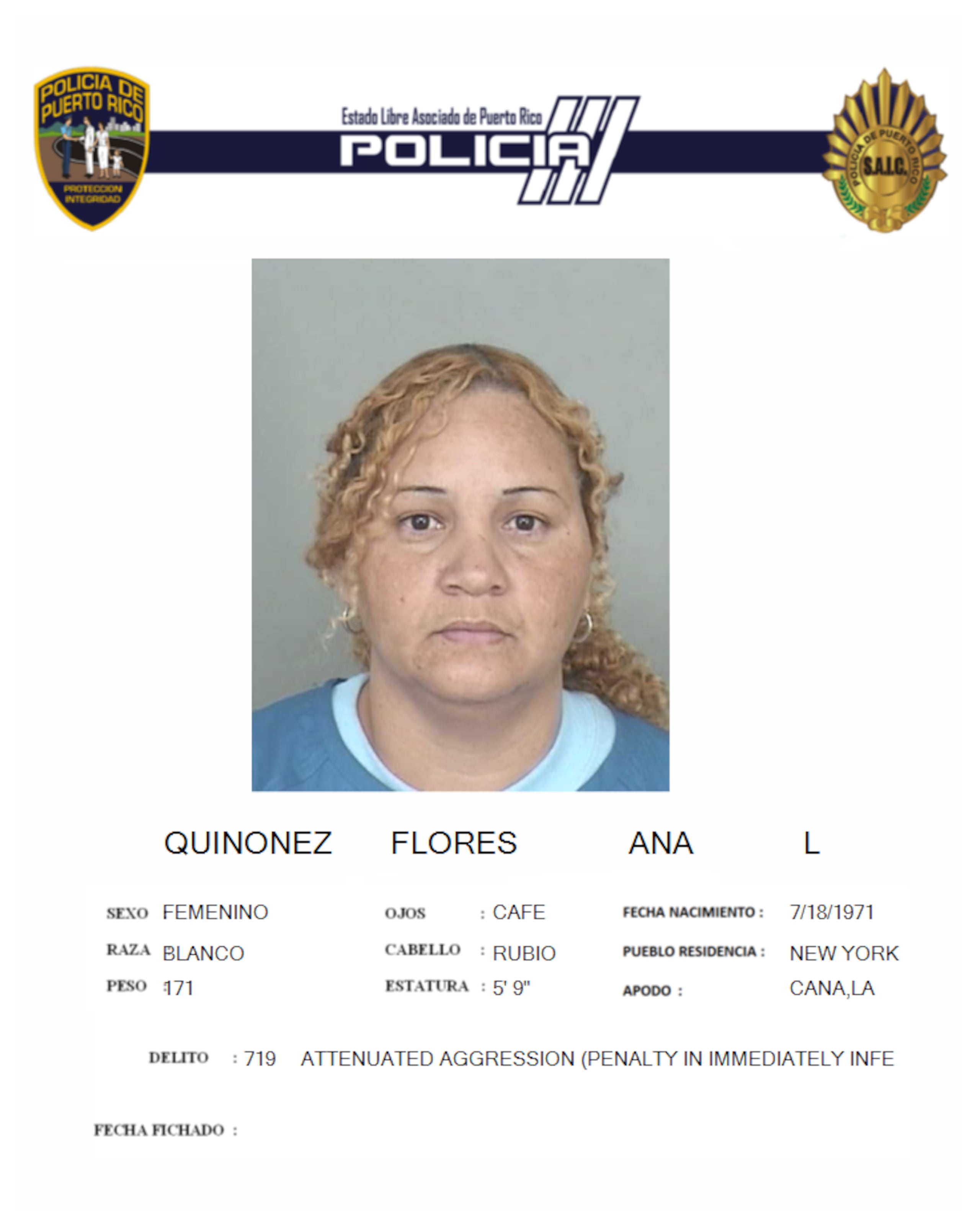 Ana L. Quiñonez Flores falleció en el Complejo Correccional de Bayamón por causas desconocidas.