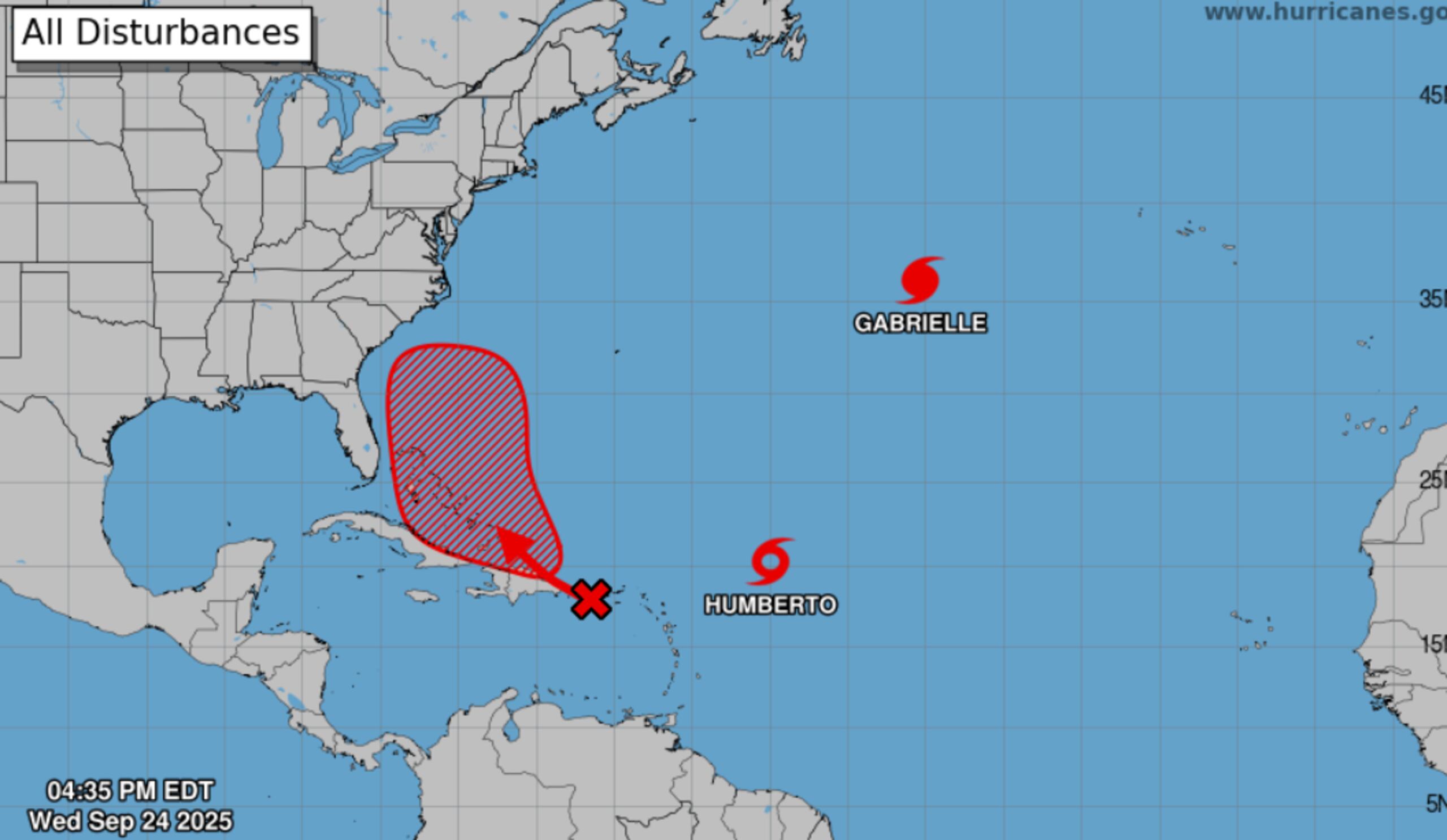 La tormenta tropical Humberto. (NOAA)