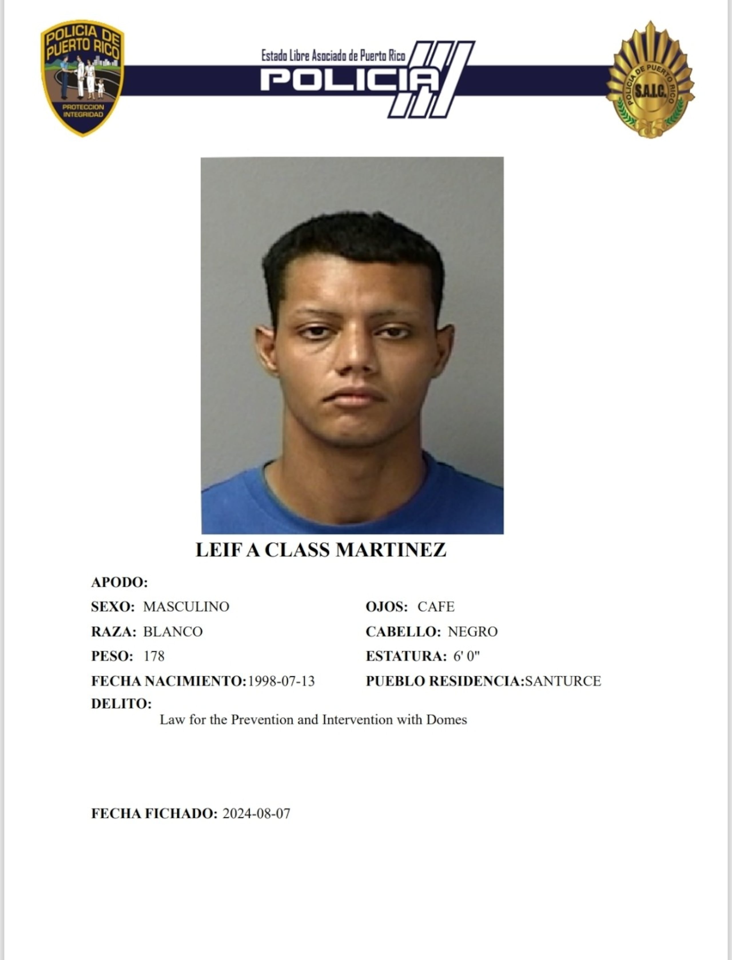 El cadáver de Leif A. Class Martínez, con impactos de bala, fue hallado el primero de agosto en el sector Villa Vaca, en Loíza.