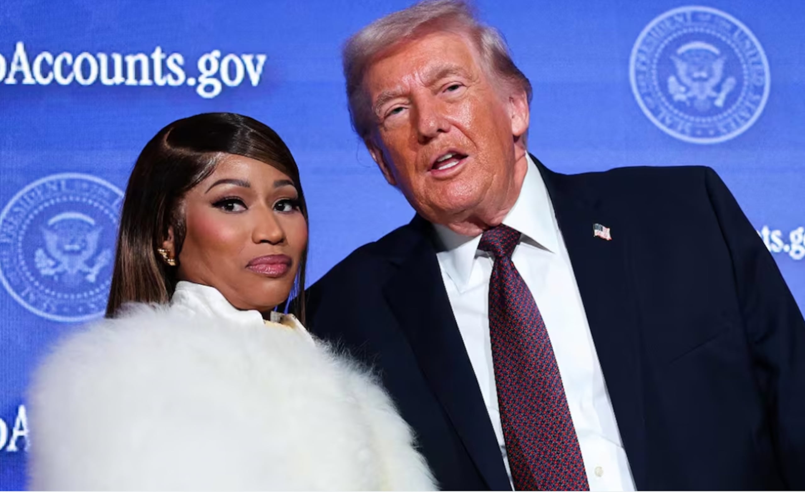 La cantante Nicki Minaj junto al presidente estadounidense Donald Trump.