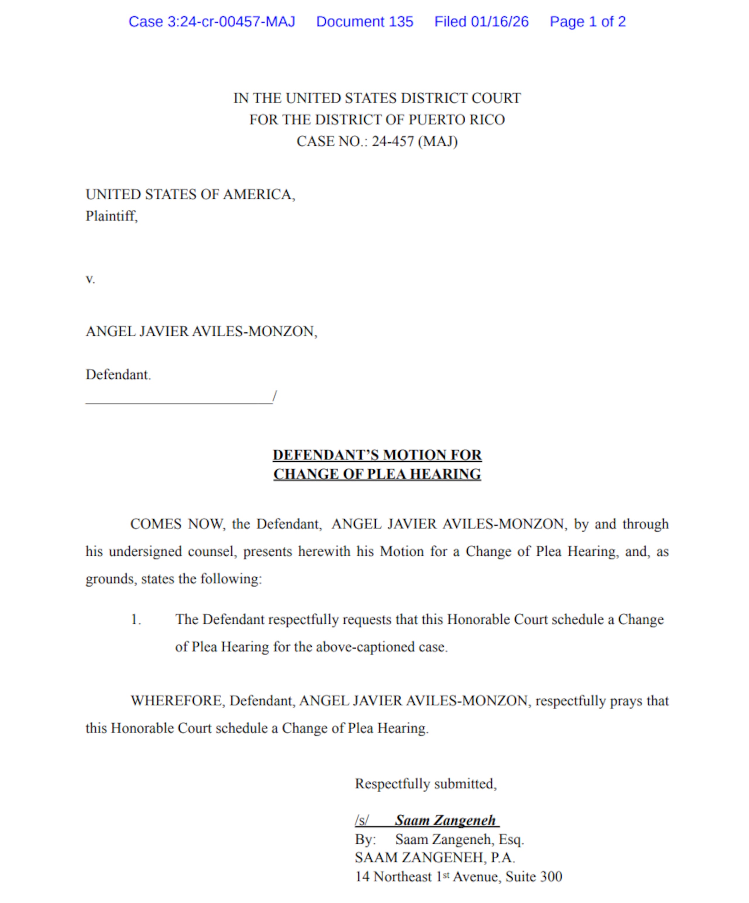 Moción en la que Ángel Javier Avilés Monzón, conocido en el ambienta artístico como Yovngchimi, anuncia que se declarará culpable.