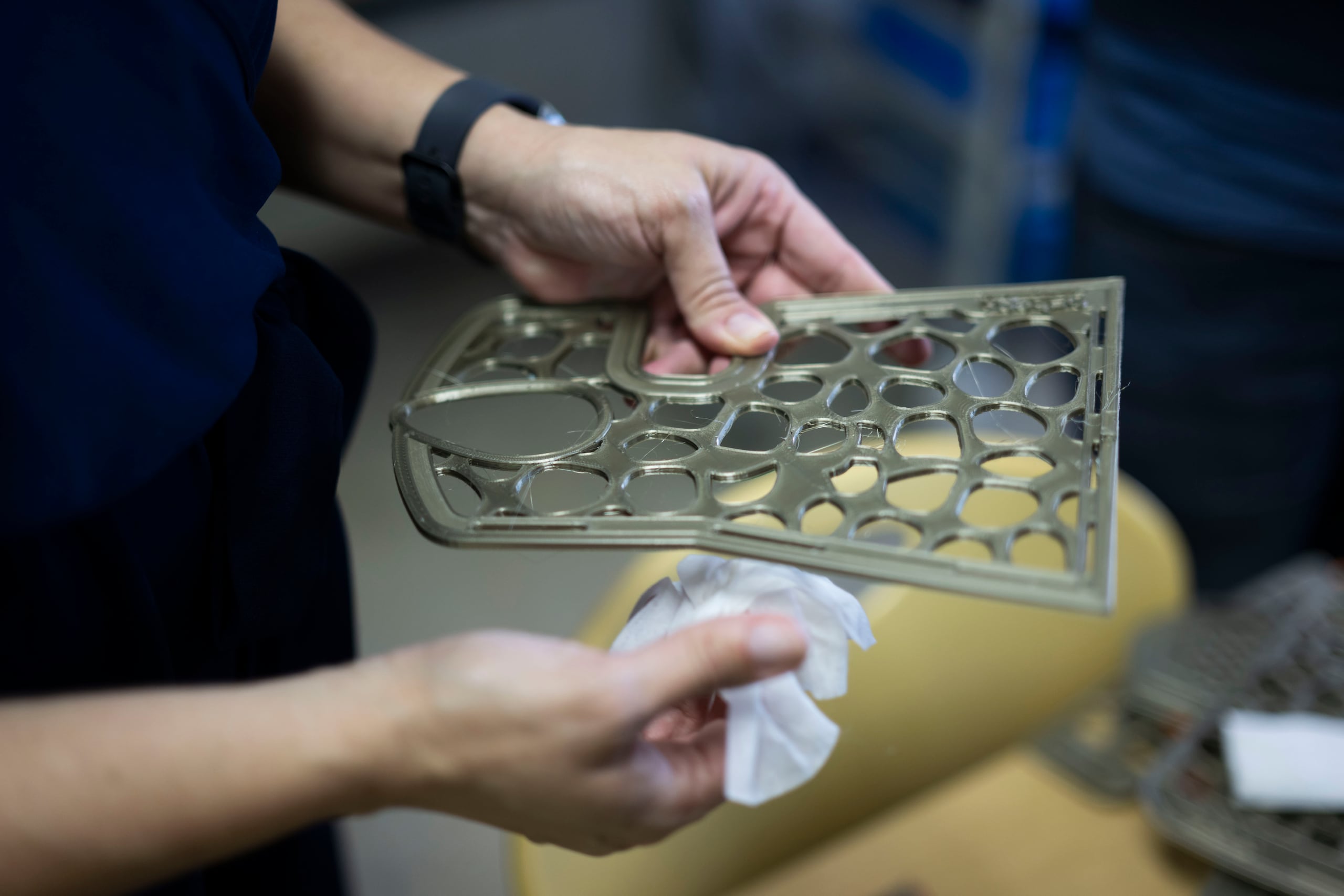 Una férula creada por la impresora 3D.