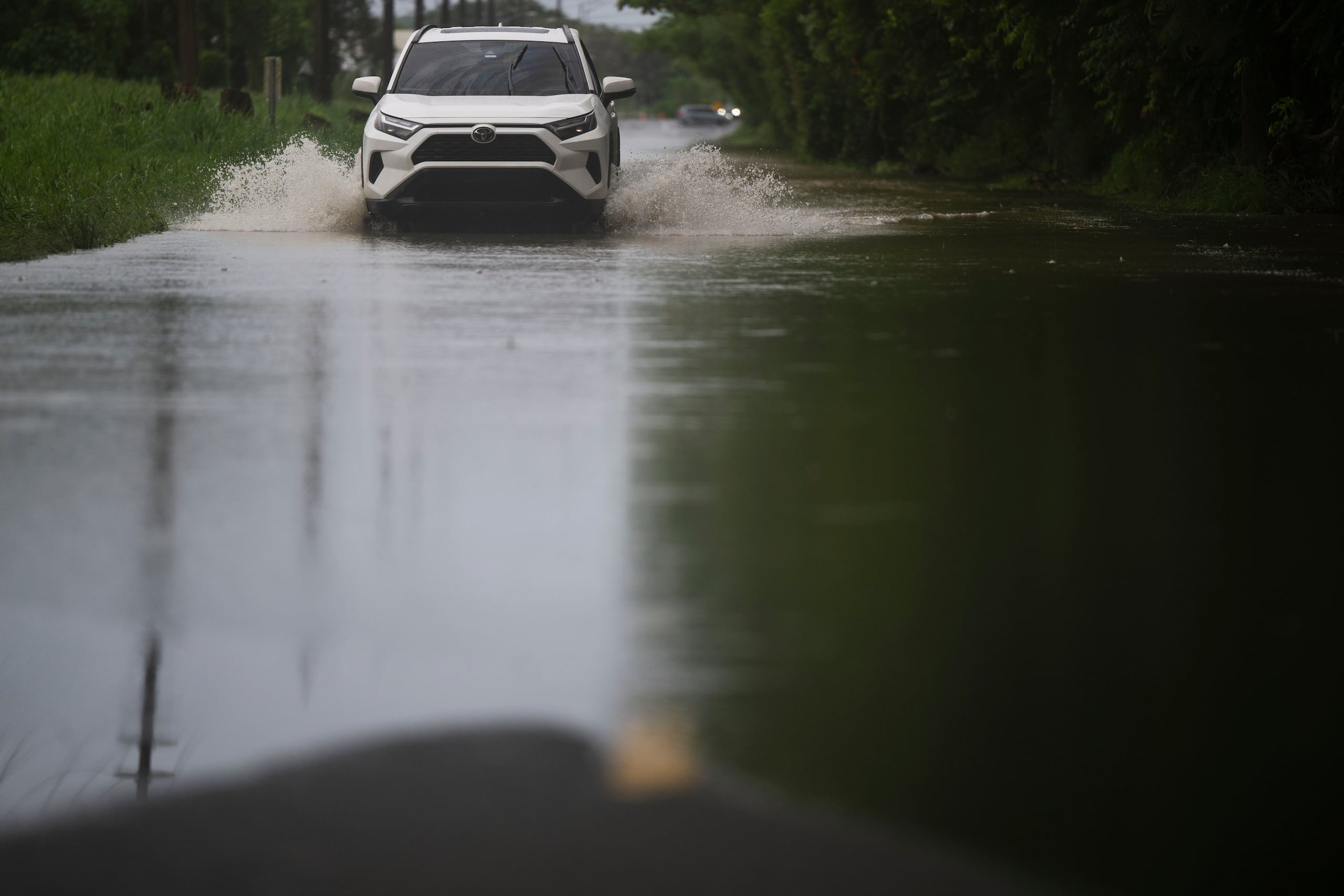 Las aguas del río La Plata invadieron la carretera PR-165 en dirección de Toa Baja desde Toa Alta.