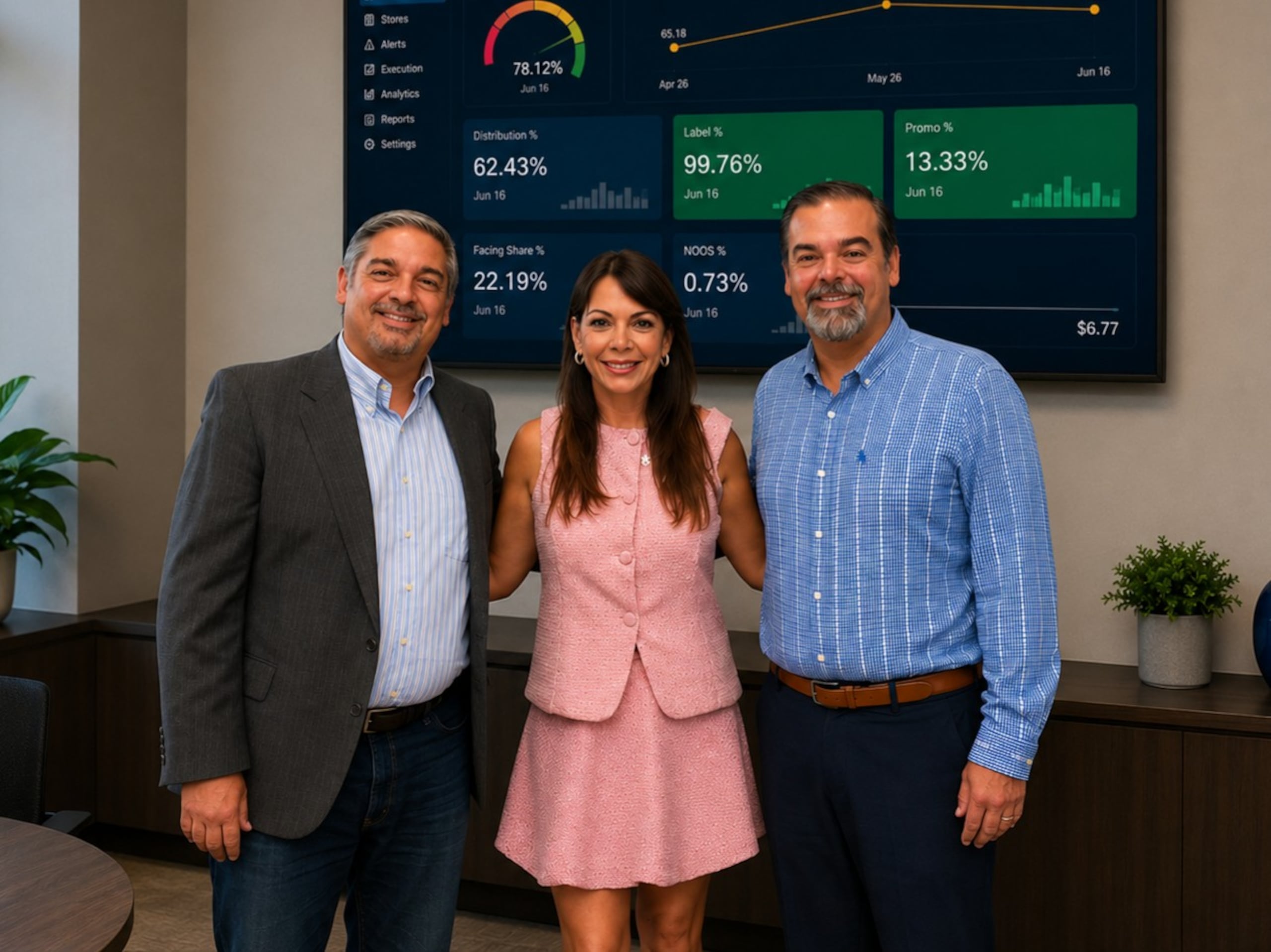 De izquierda a derecha: Francisco J. Cabrero Ojeda, president & CEO; Joan Marie Cabrero Ojeda, vicepresidenta de Operaciones; y Tony Cabrero Ojeda, vicepresidente, de PMR.