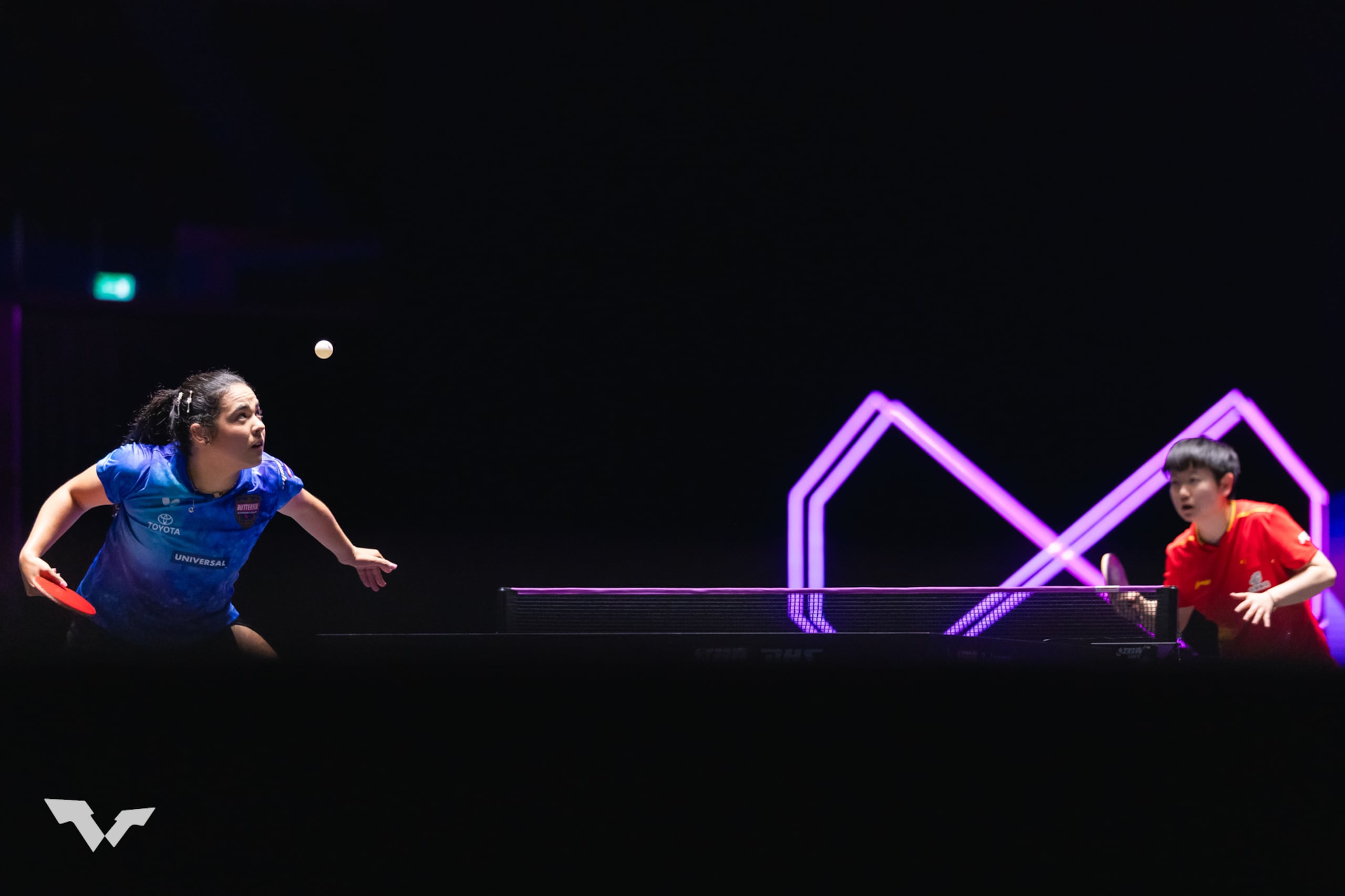 Adriana Díaz durante su partido ante la número uno del mundo, en el Champions en Macao, China.