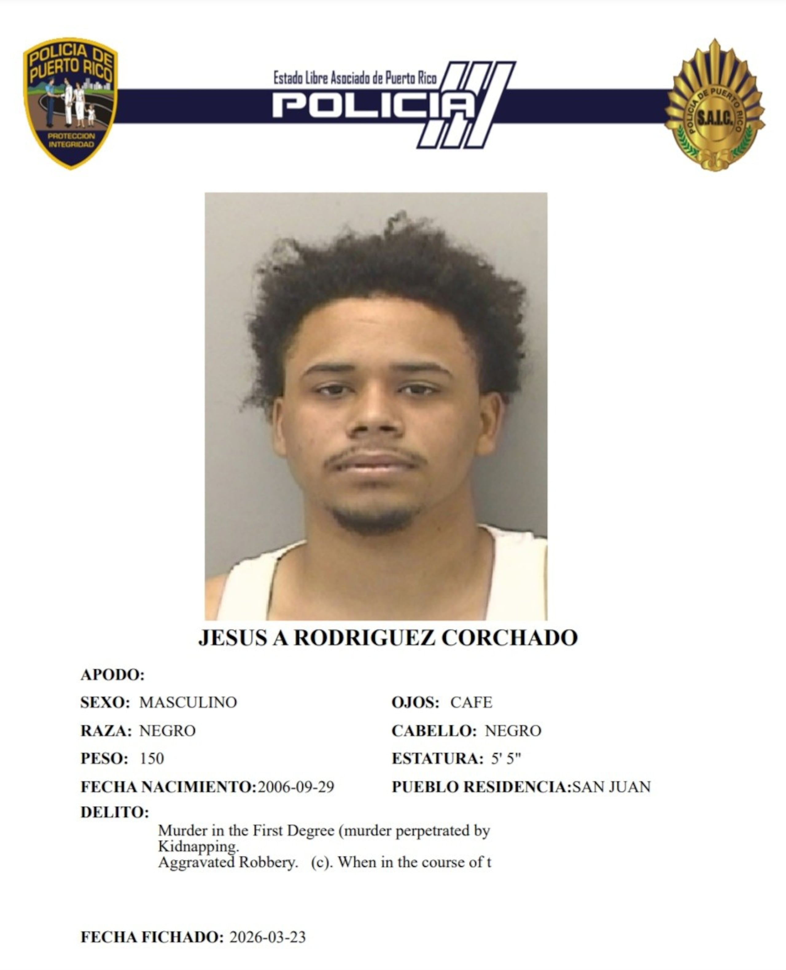 Jesús A. Rodríguez Corchado, enfrenta cargos por tentativa de asesinato, robo agravado, secuestro agravado y conducir de manera temeraria y negligente.