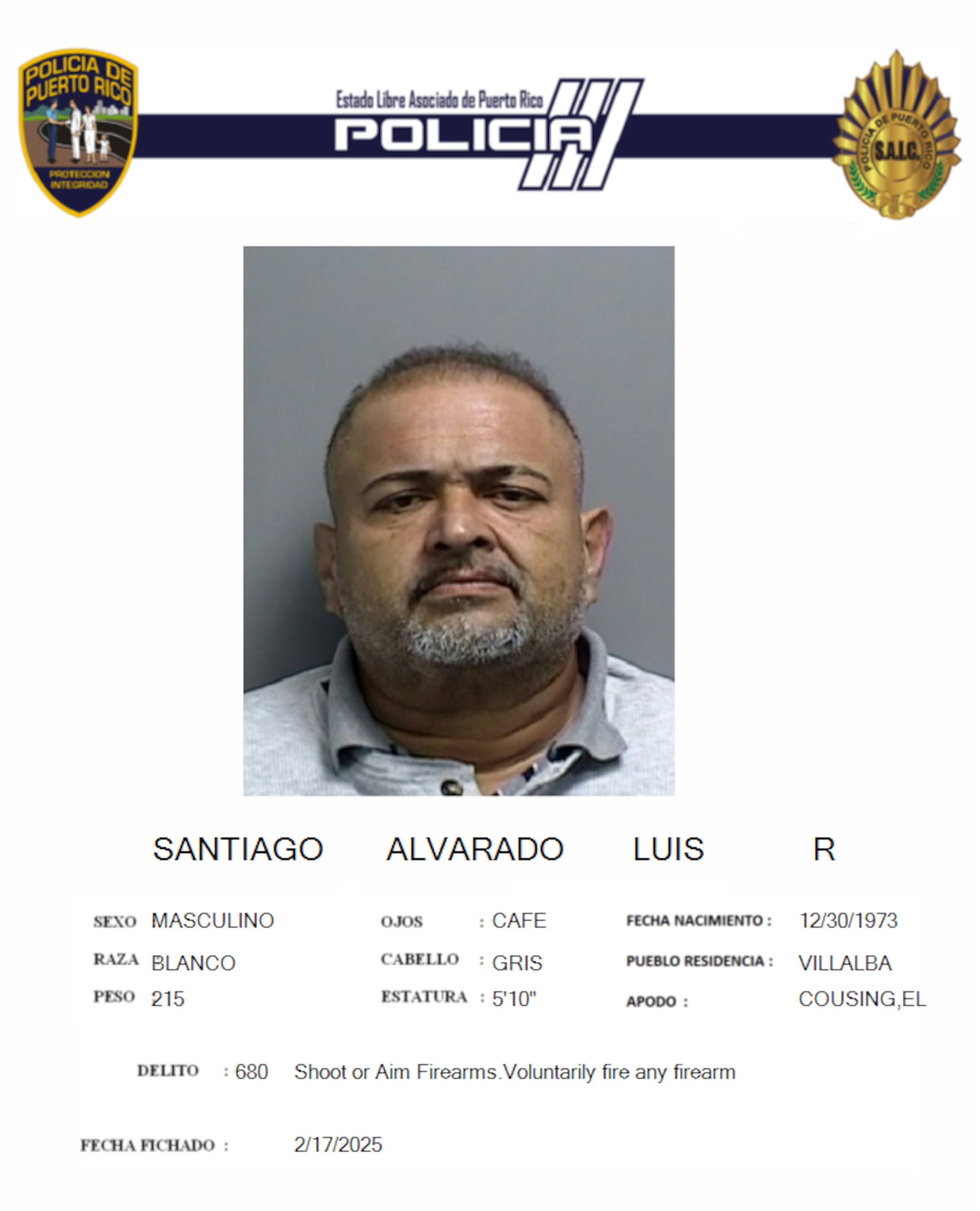 Luis R. Santiago Alvarado fue acusado por feminicidio íntimo y violación a la Ley de Armas.