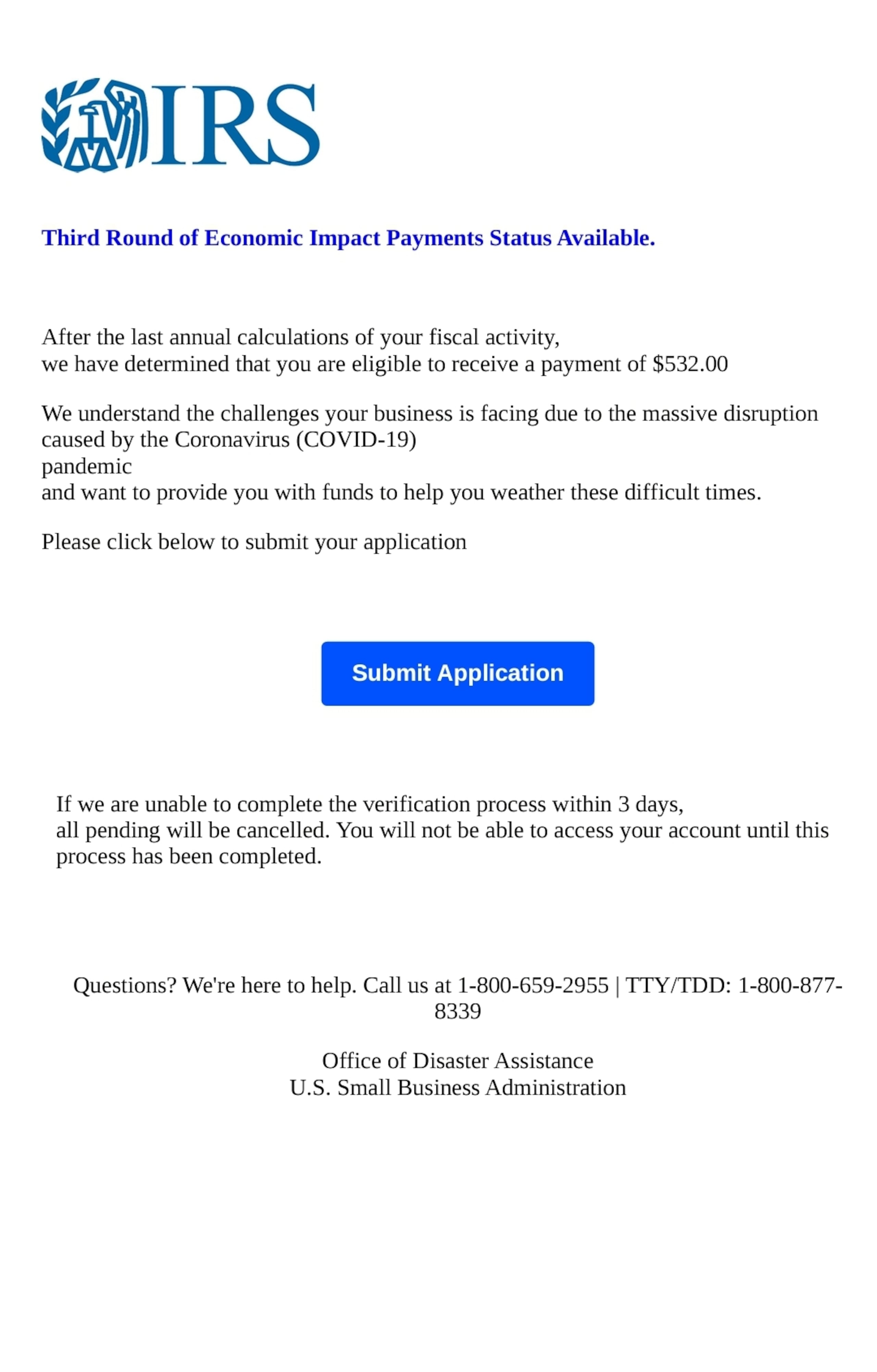 Las imágenes usadas en el correo electrónico guardan mucha similitud con las del IRS.