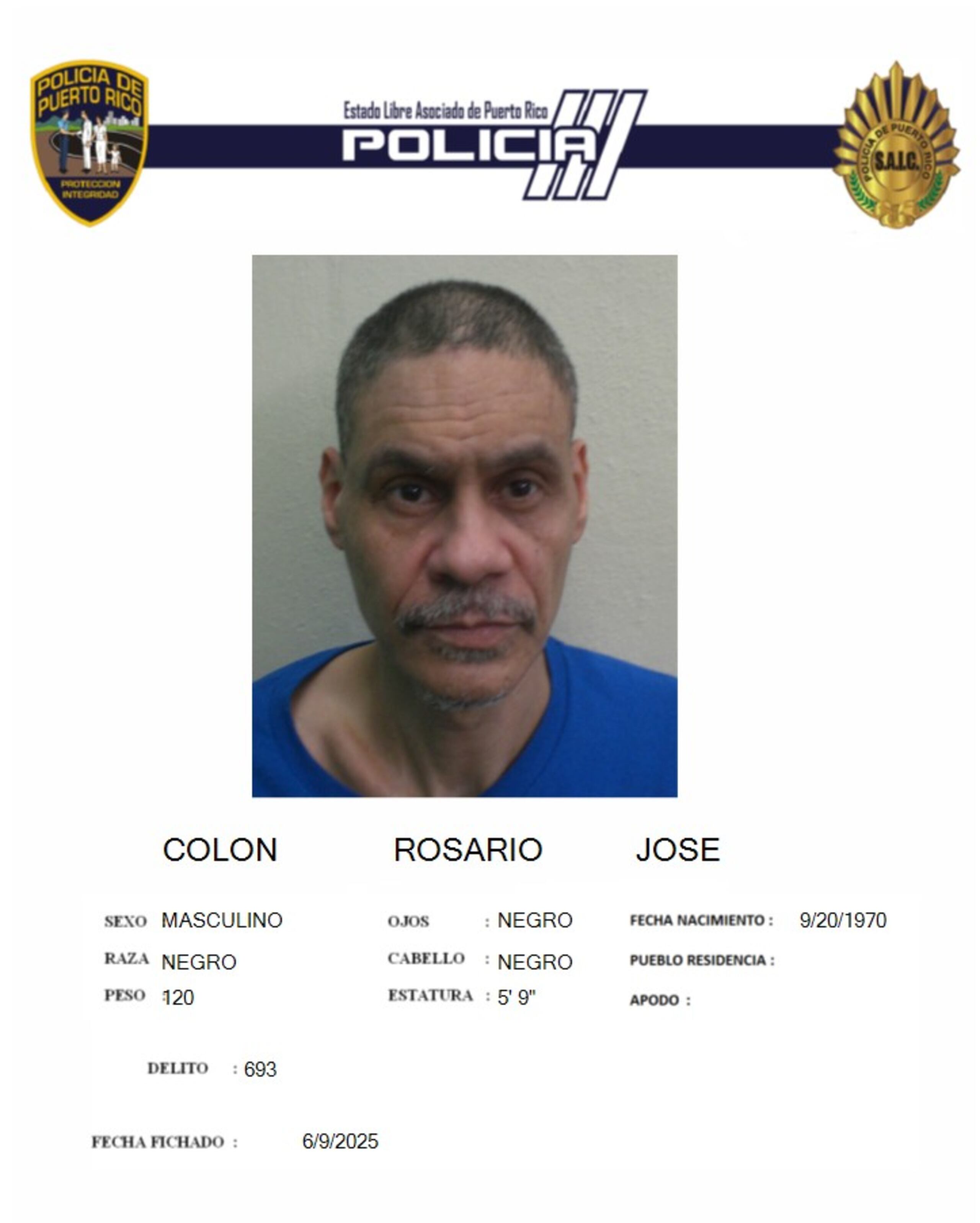 José Colón Rosario salió de prisión tras cumplir una sentencia de 18 años por una violación e intentó agredir sexualmente a una deportista en Villalba.