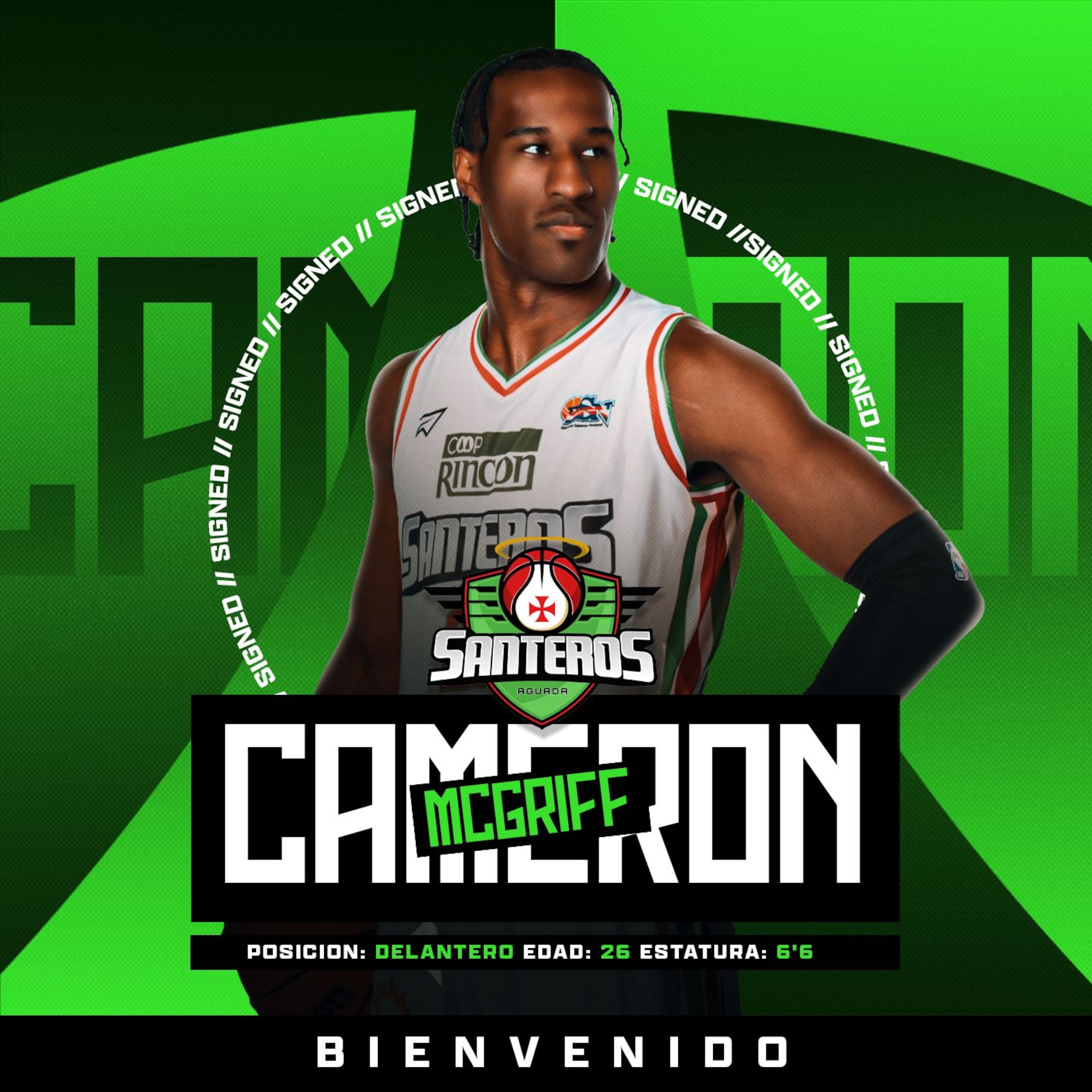 Cameron McGriff es el nuevo refuerzo de lo Santeros de Aguada.