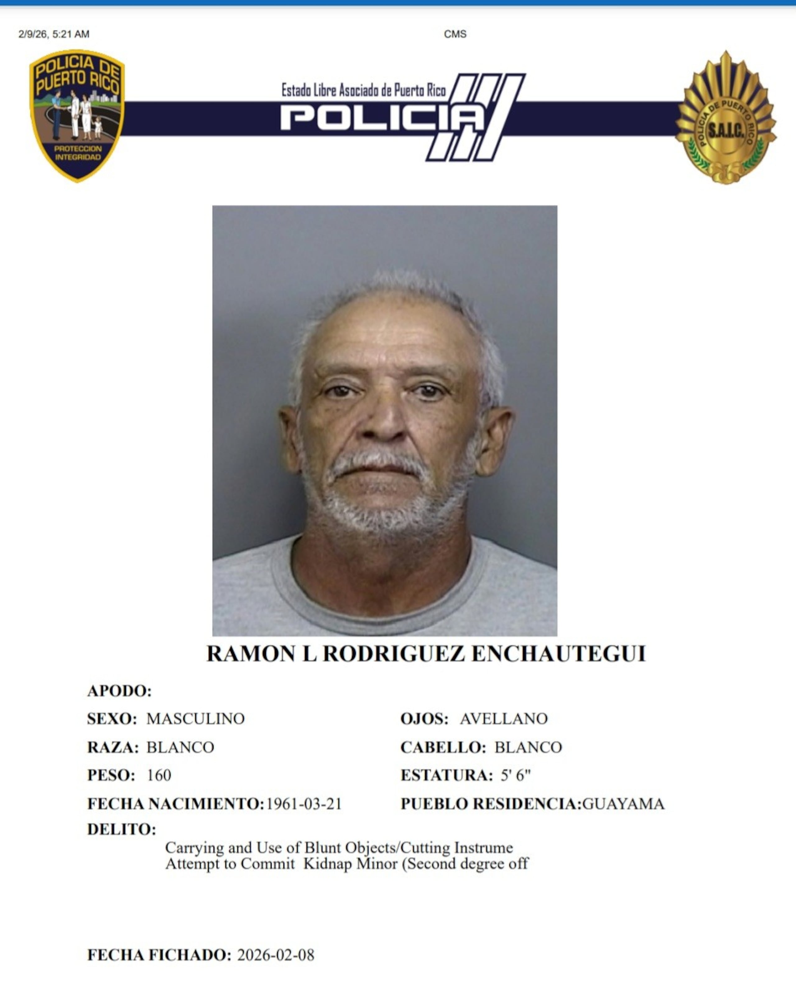 Ramón L. Rodríguez Enchautegui, enfrenta cargos por presuntamente amenazar a su vecino con un machete.