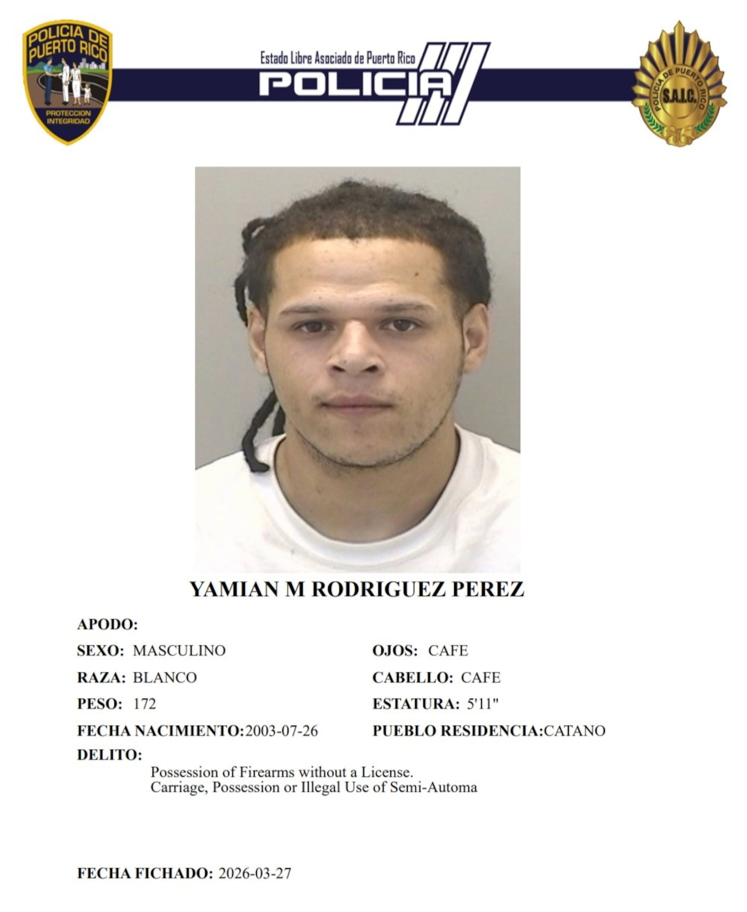 Yamián M. Rodríguez Pérez, quien ser encontraba en libertad bajo fianza, fue asesinado en una urbanización de Cataño.