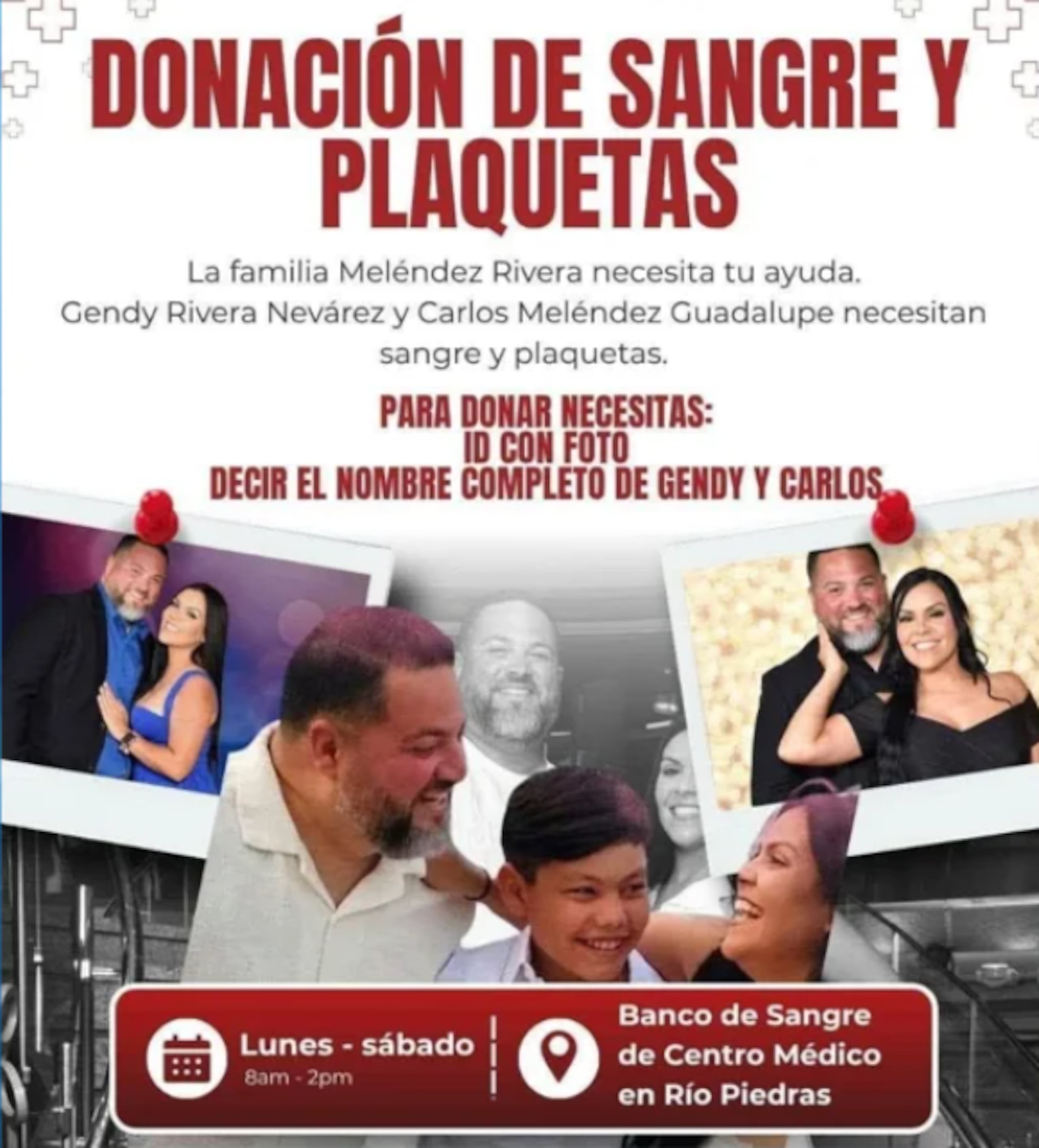 Solicitan donantes de sangre y plaquetas para Gendy Rivera Nevárez y Carlos Meléndez Guadalupe.