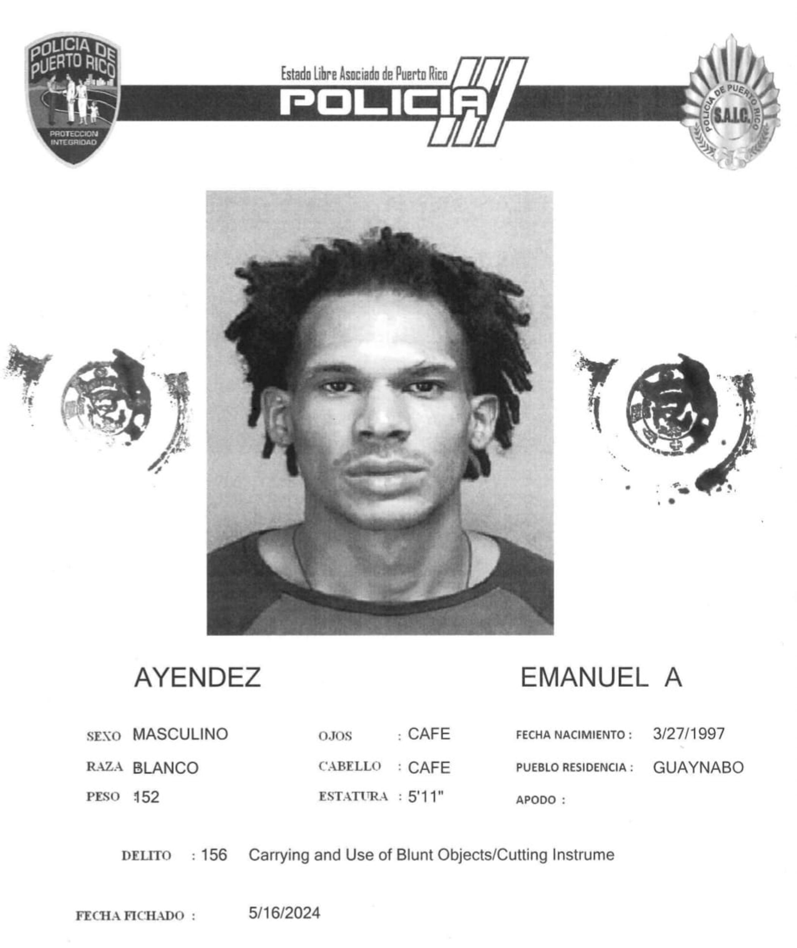 Emanuel A. Ayendez enfrenta cargos por maltrato de animales, Ley de Armas y maltrato y amenaza a un adulto mayor.