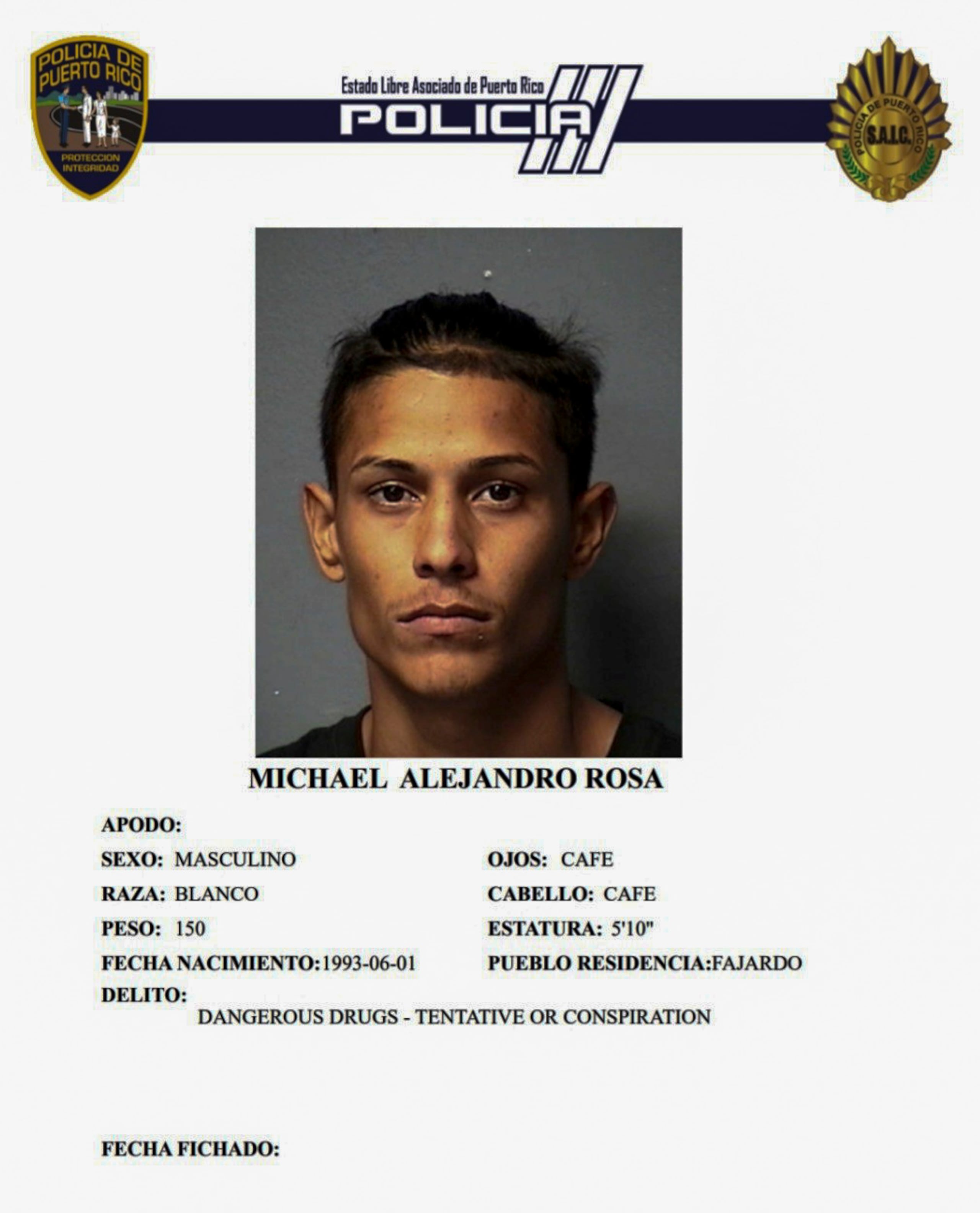 Michael Alejandro Rosa, fue asesinado a balazos a orillas de la carretera PR-984 del barrio Naranjo, en Fajardo.