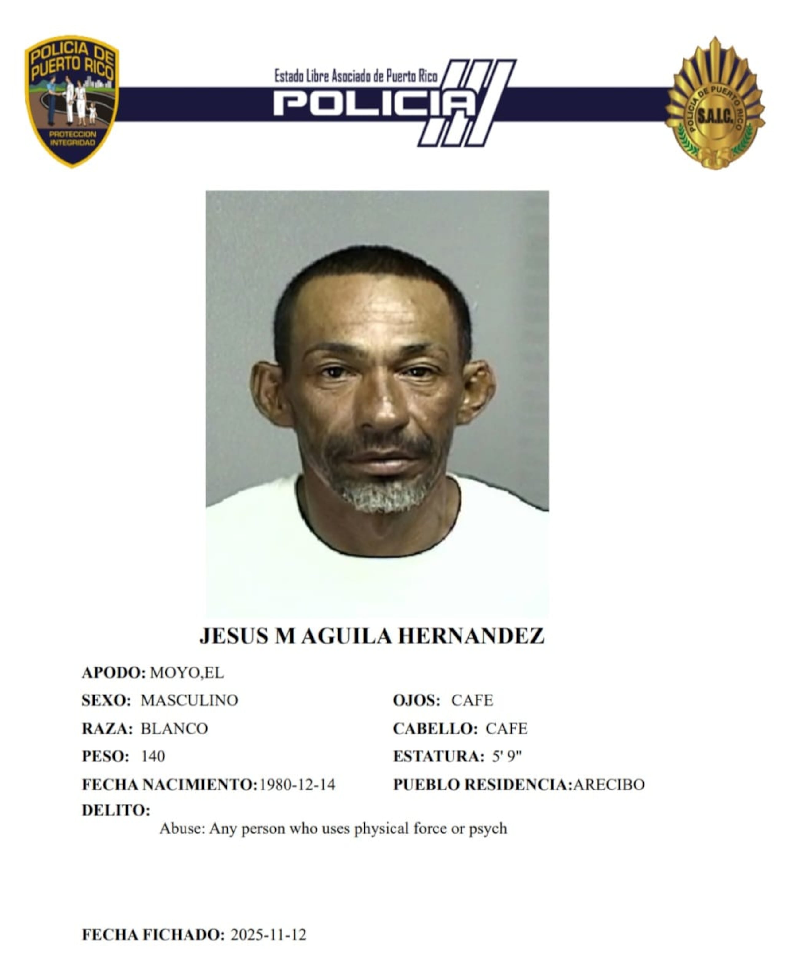 Jesús M. Águila Hernández enfrenta cargos por violencia doméstica.