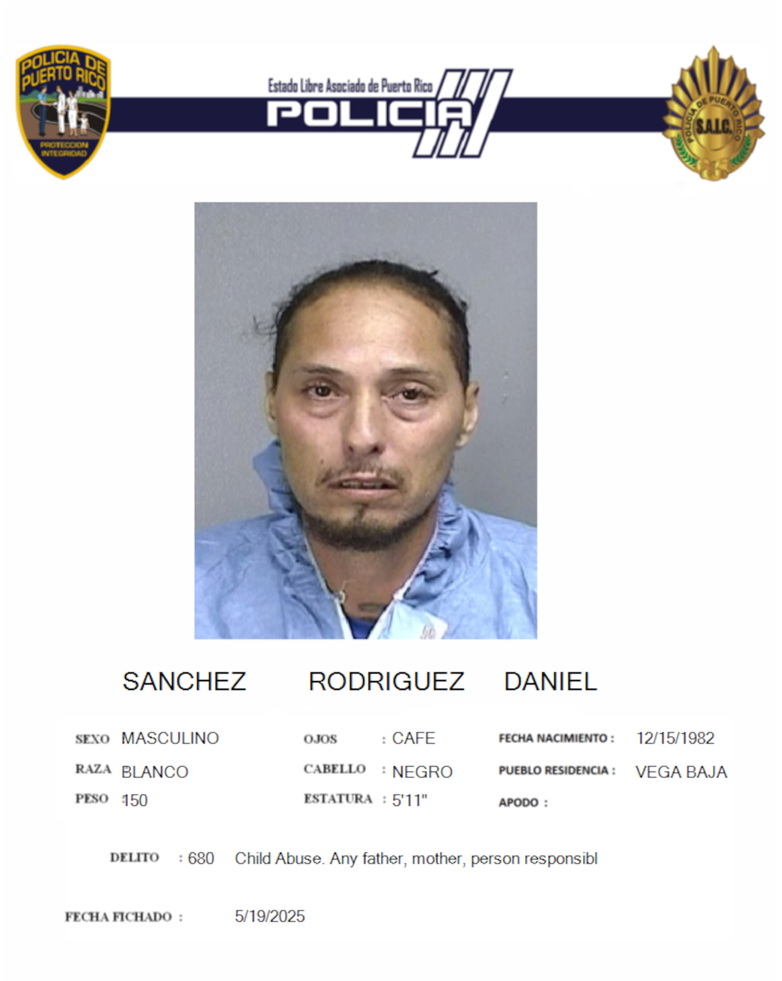 Daniel Sánchez Rodríguez, enfrenta un cargo de maltrato de menores.