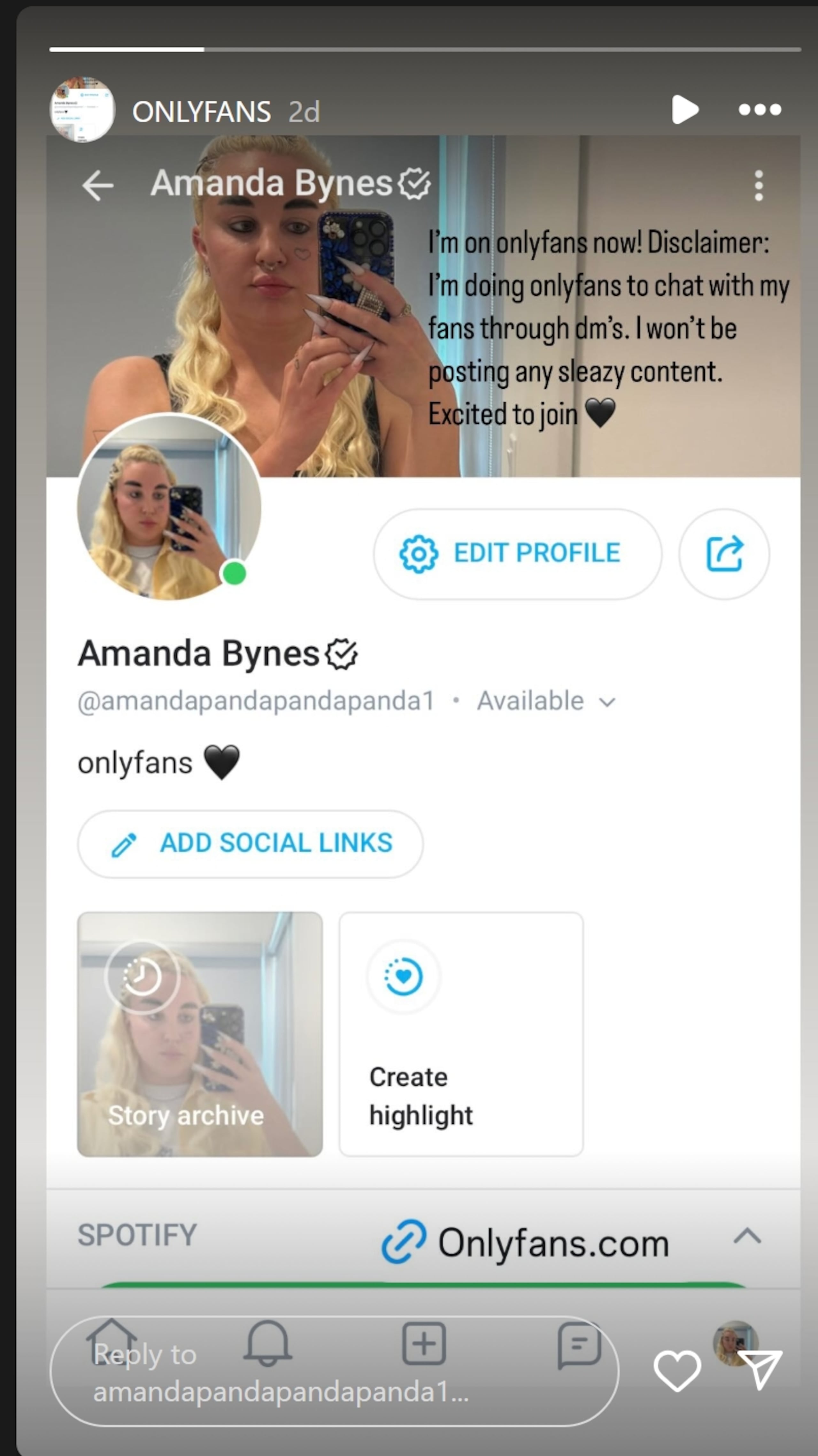La actriz compartió la noticia en los "stories" de su cuenta de Instagram.