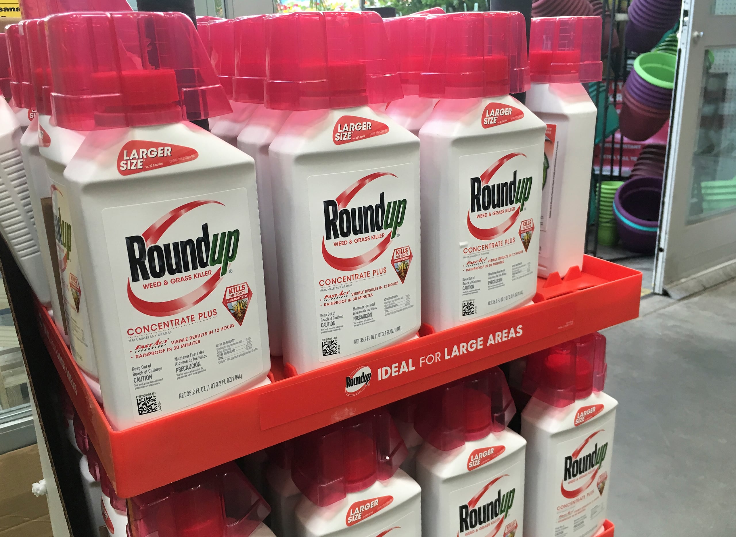 En esta fotografía de archivo del 24 de febrero de 2019, envases con el herbicida Roundup fabricado por Monsanto se encuentran a la venta en una tienda en San Francisco.
