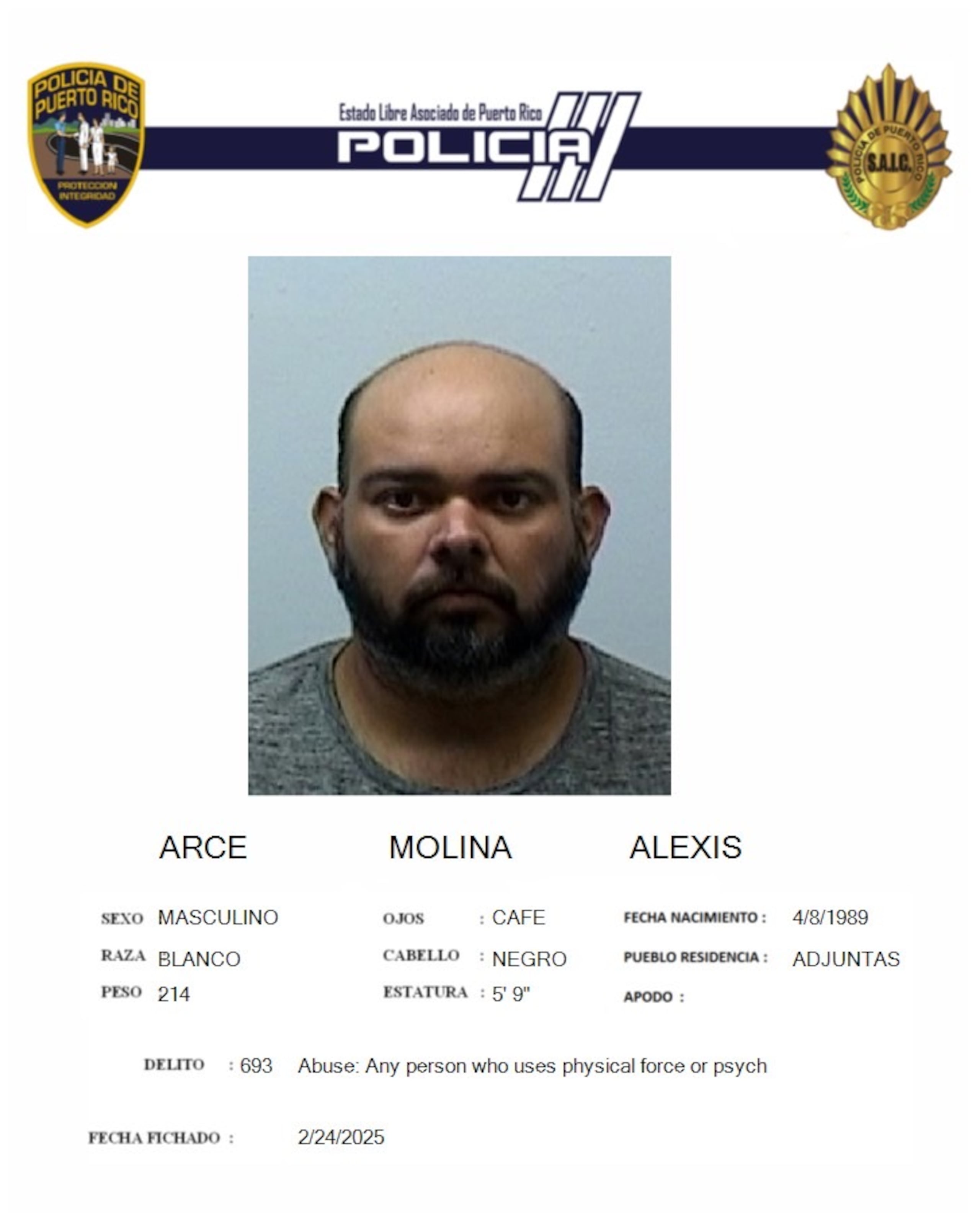 Alexis Arce Molina, enfrenta un cargo por maltrato por violencia doméstica.