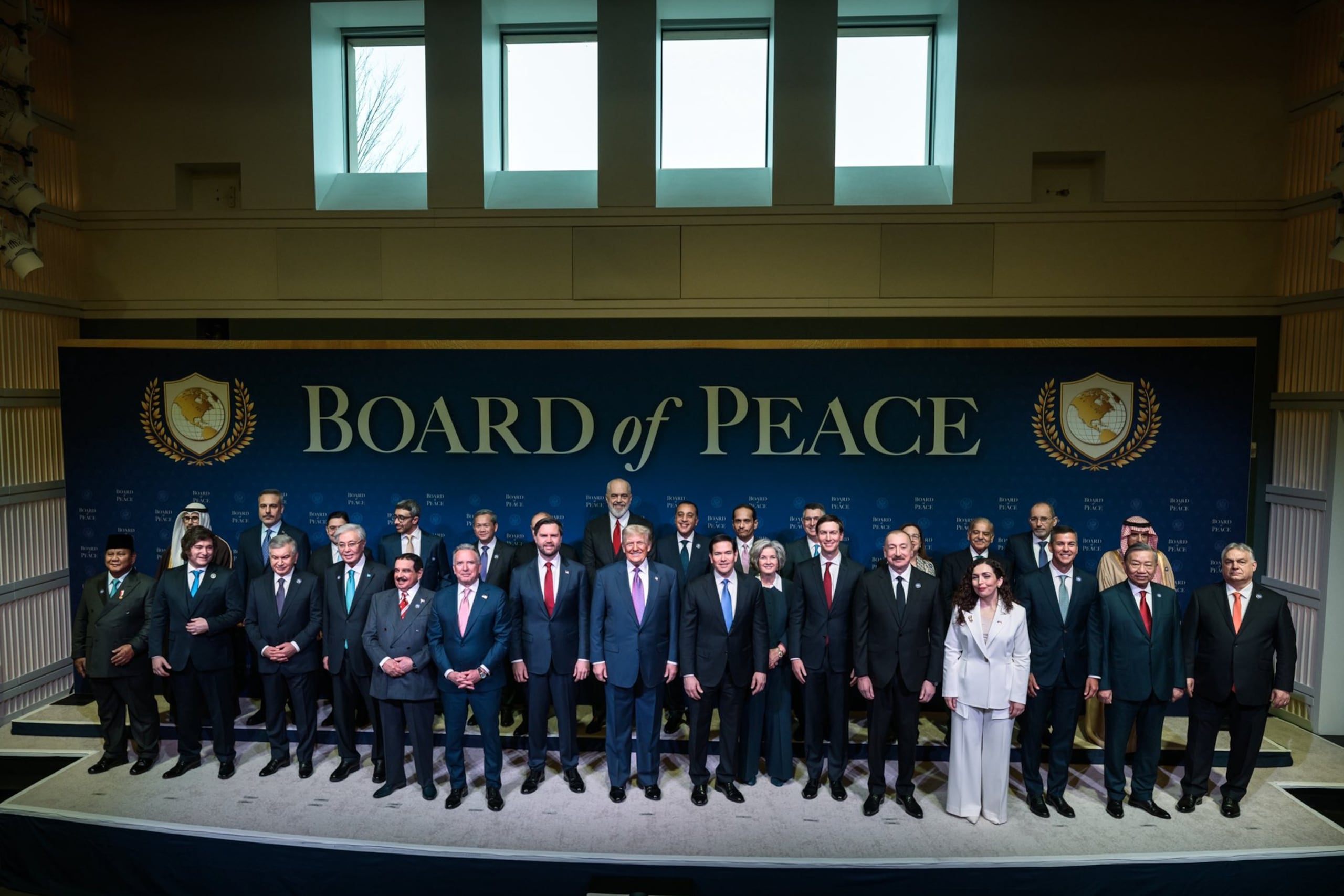 Líderes en la foto de familia de la Junta de Paz, el pasado 19 de febrero en Washington. EFE/ @scavino47 /SOLO USO EDITORIAL/ NO VENTAS/ SOLO DISPONIBLE PARA ILUSTRAR LA NOTICIA QUE ACOMPAÑA (CRÉDITO OBLIGATORIO)